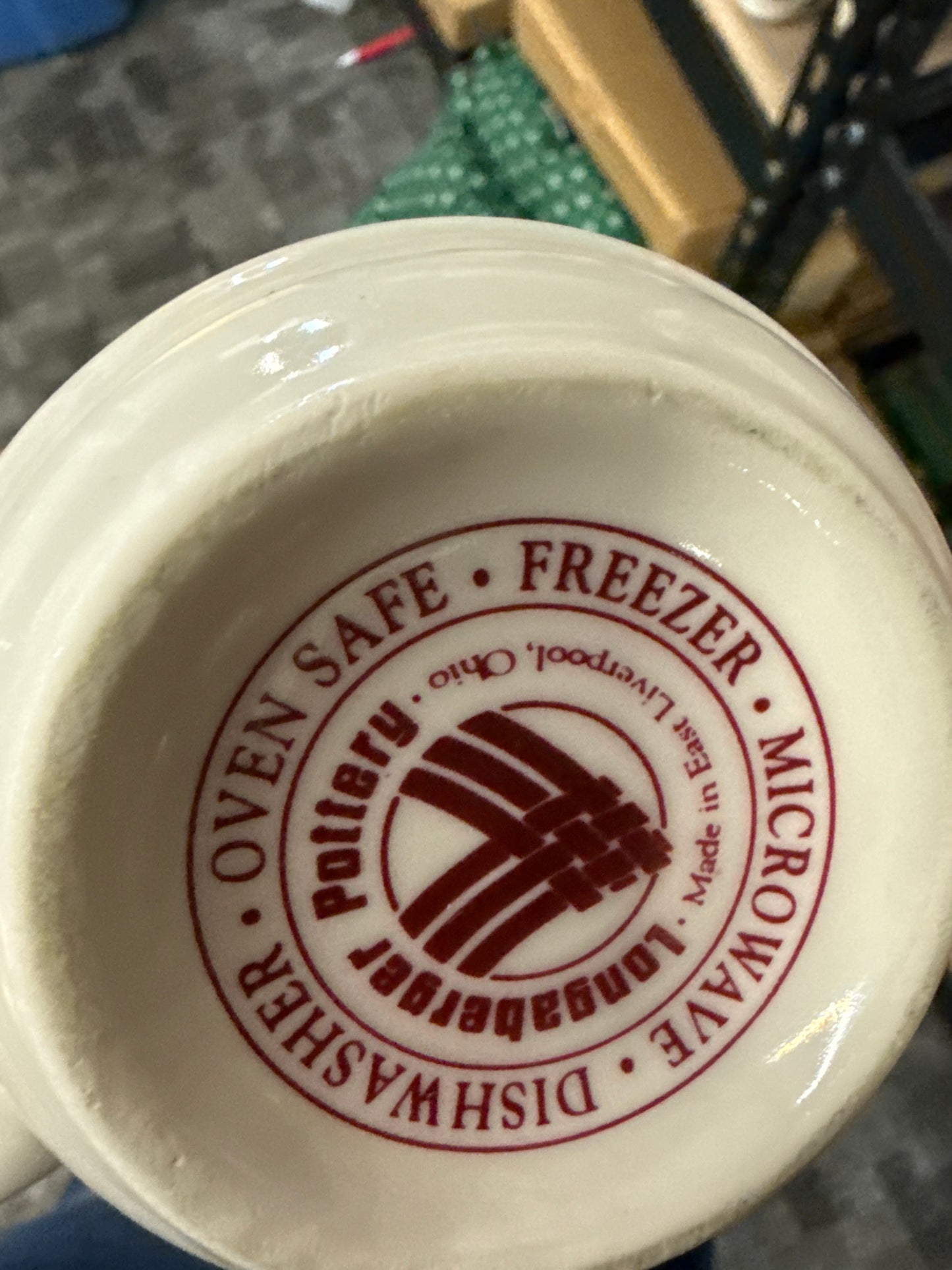 Longaberger coffee mug on red