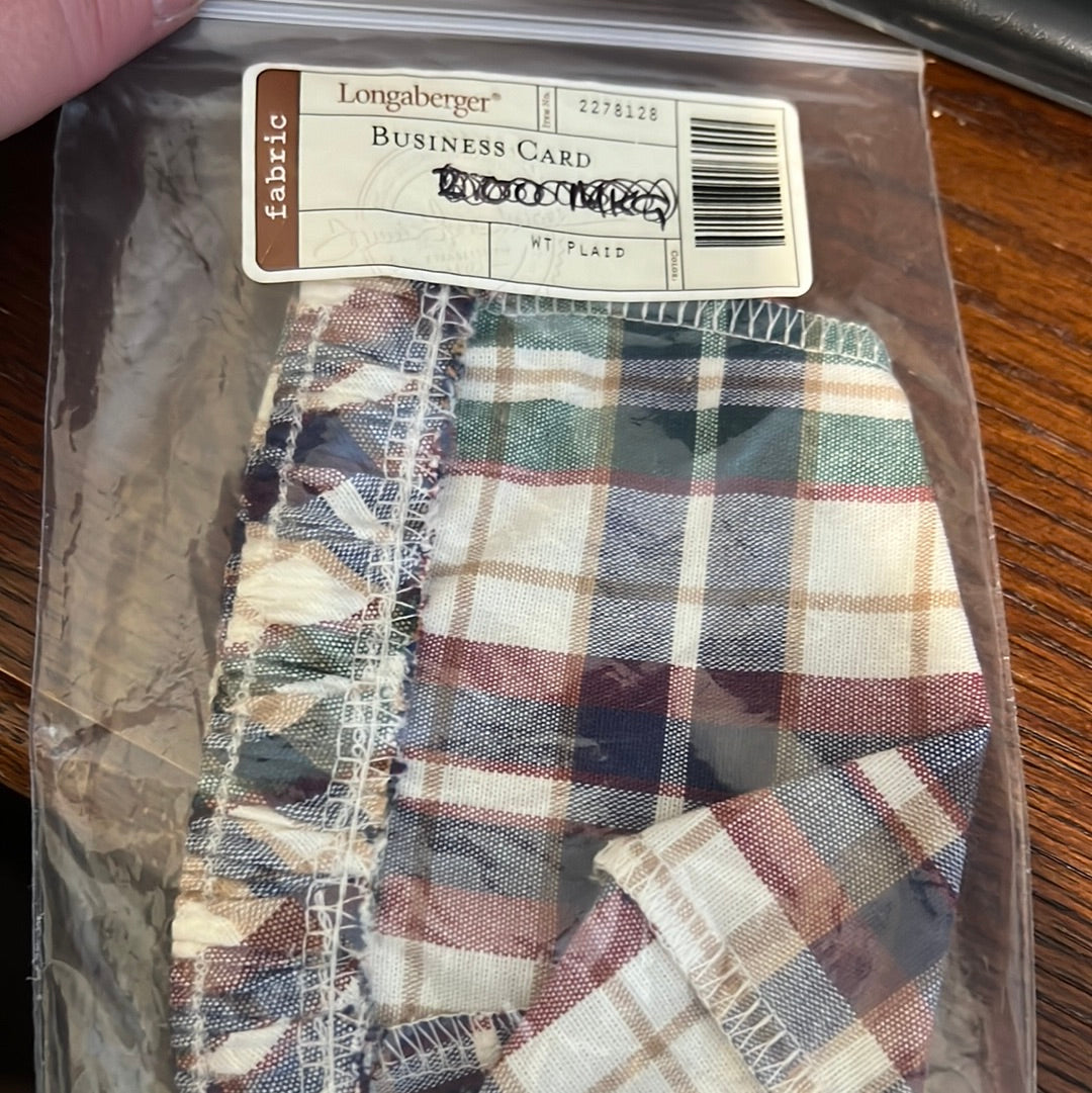 Longaberger business card liner in WT plaid