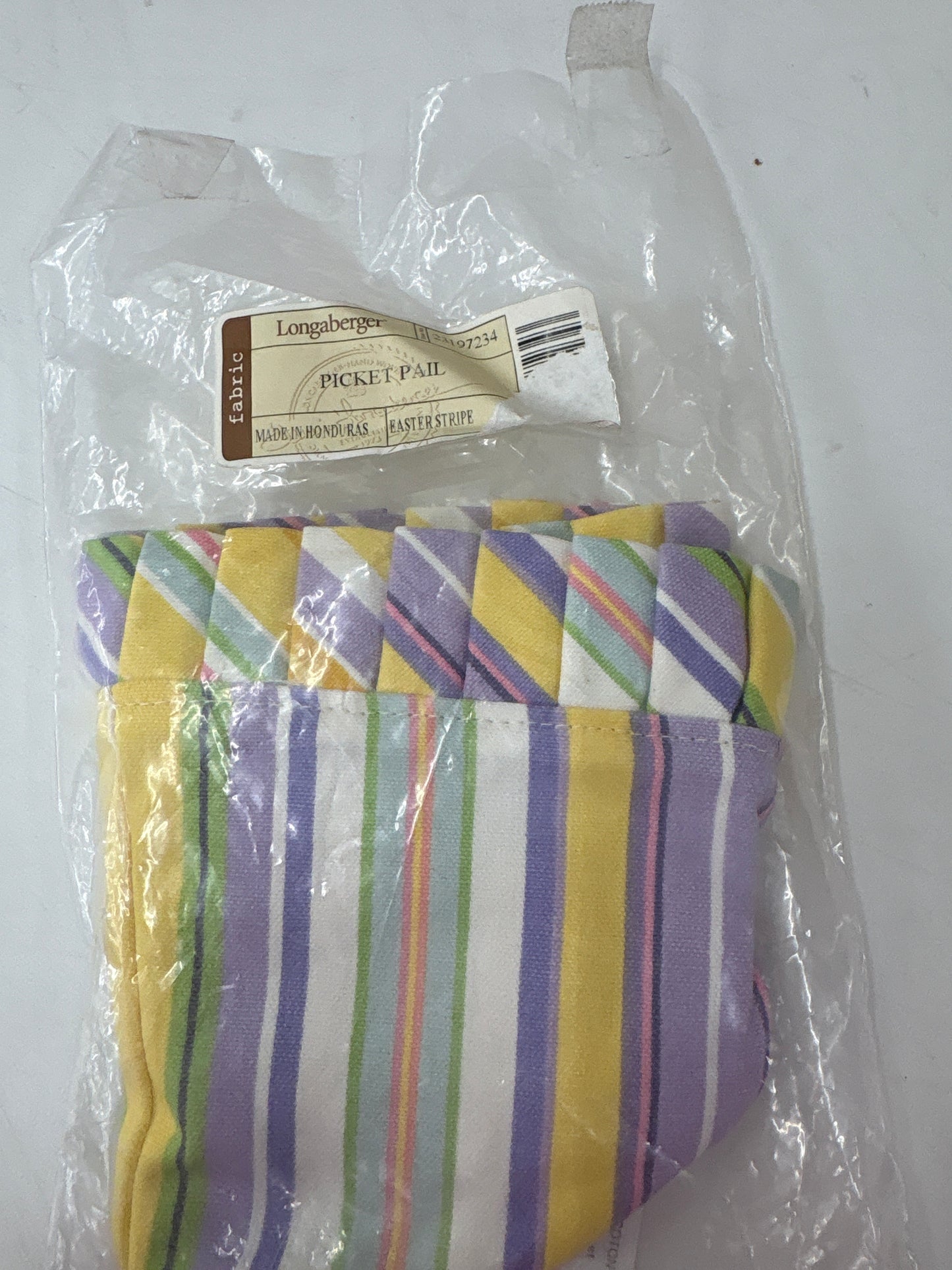 Longaberger Picket Pail liner in Easter Stripe