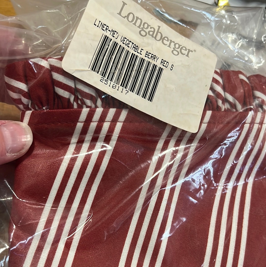 Longaberger medium vegetable liner in berry red stripe