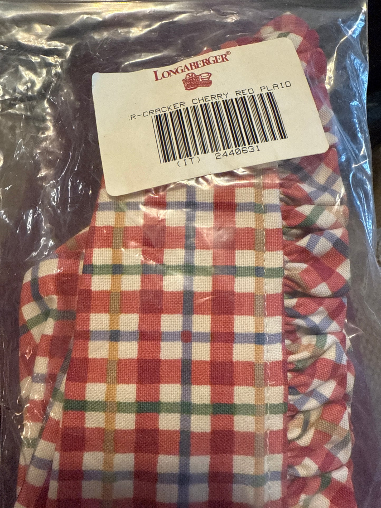 Longaberger cracker in cherry red plaid