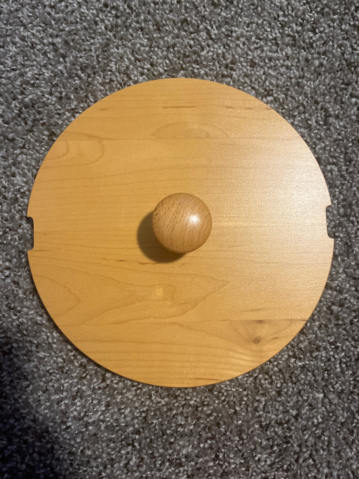 Longaberger 8” Round Wooden Basket Lid with Side Notches for Handle