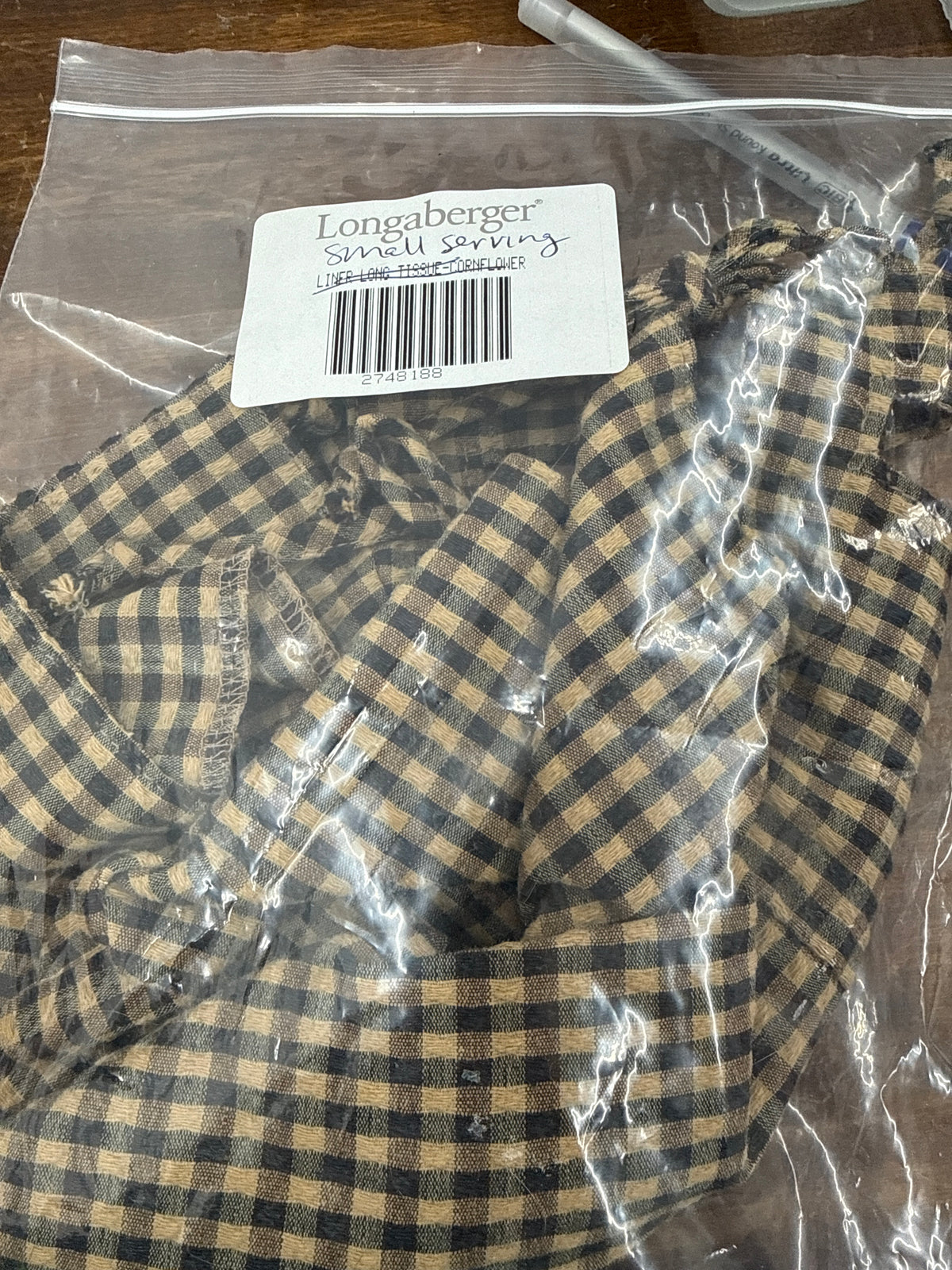 Longaberger small serving liner in khaki check