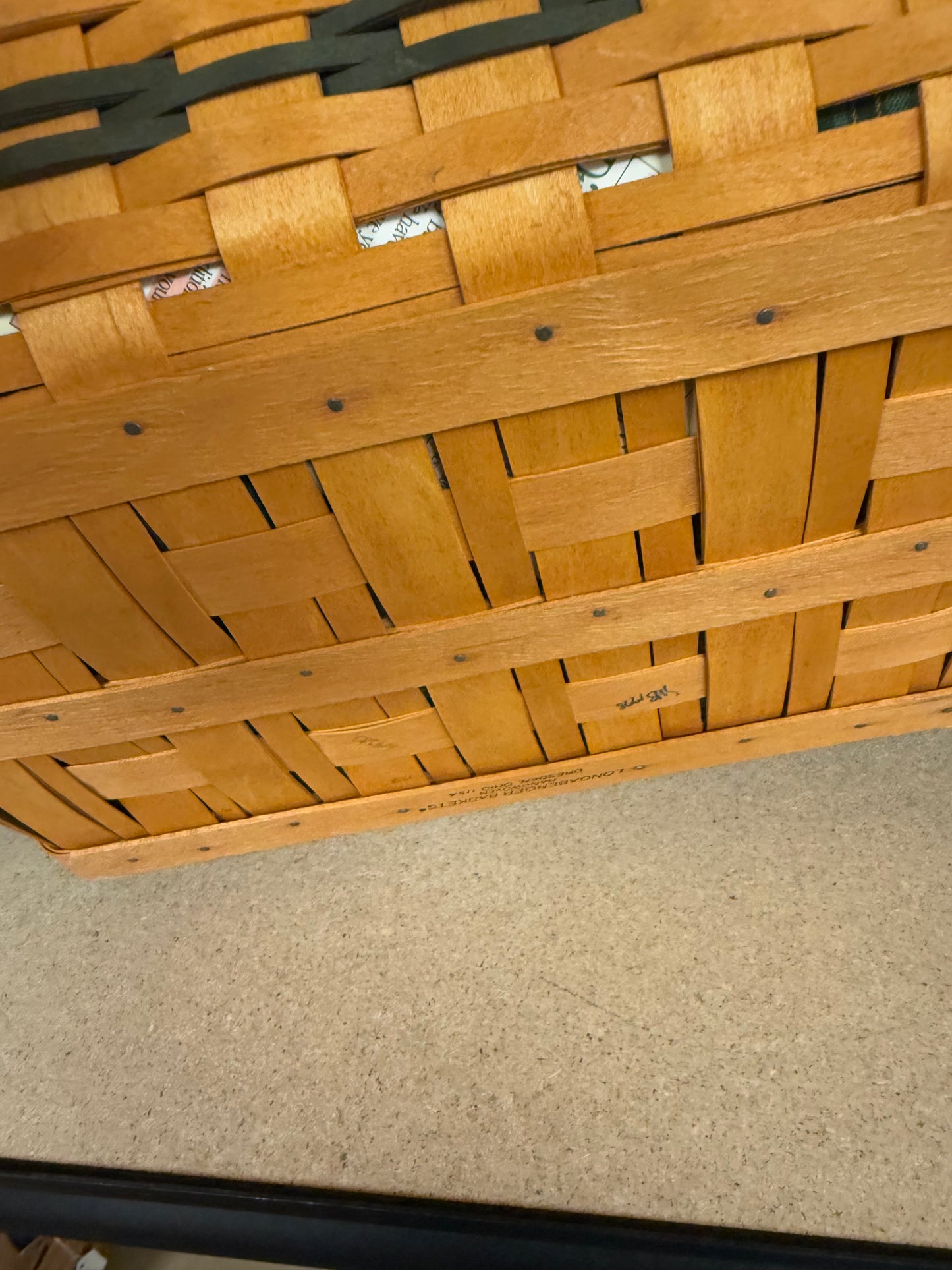 Longaberger hospitality with liner, handle tie, and protector