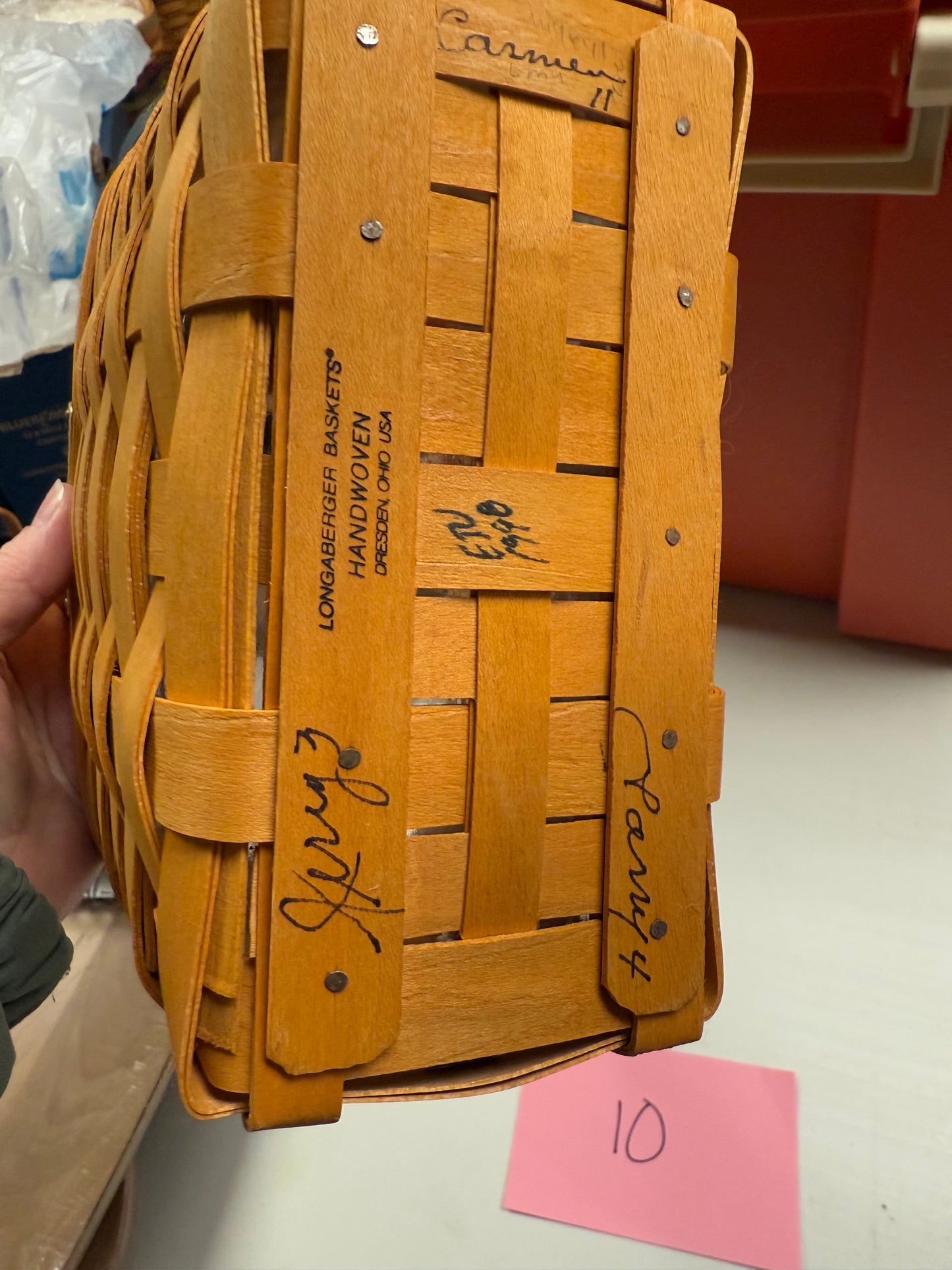 Longaberger 99 Dresden tour basket with protector