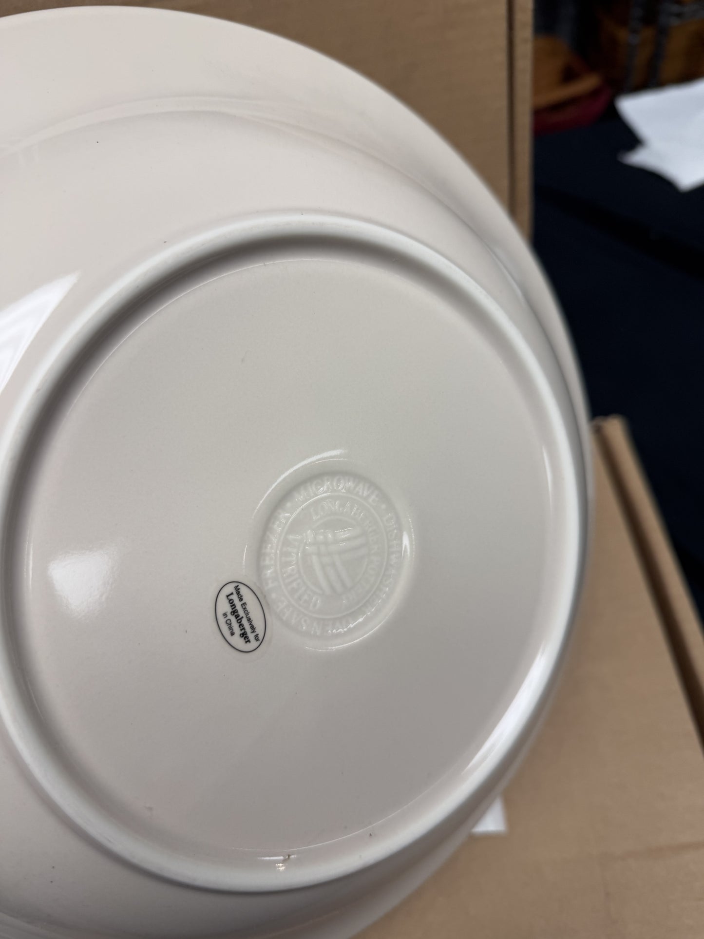 Longaberger large pasta bowl in ivory