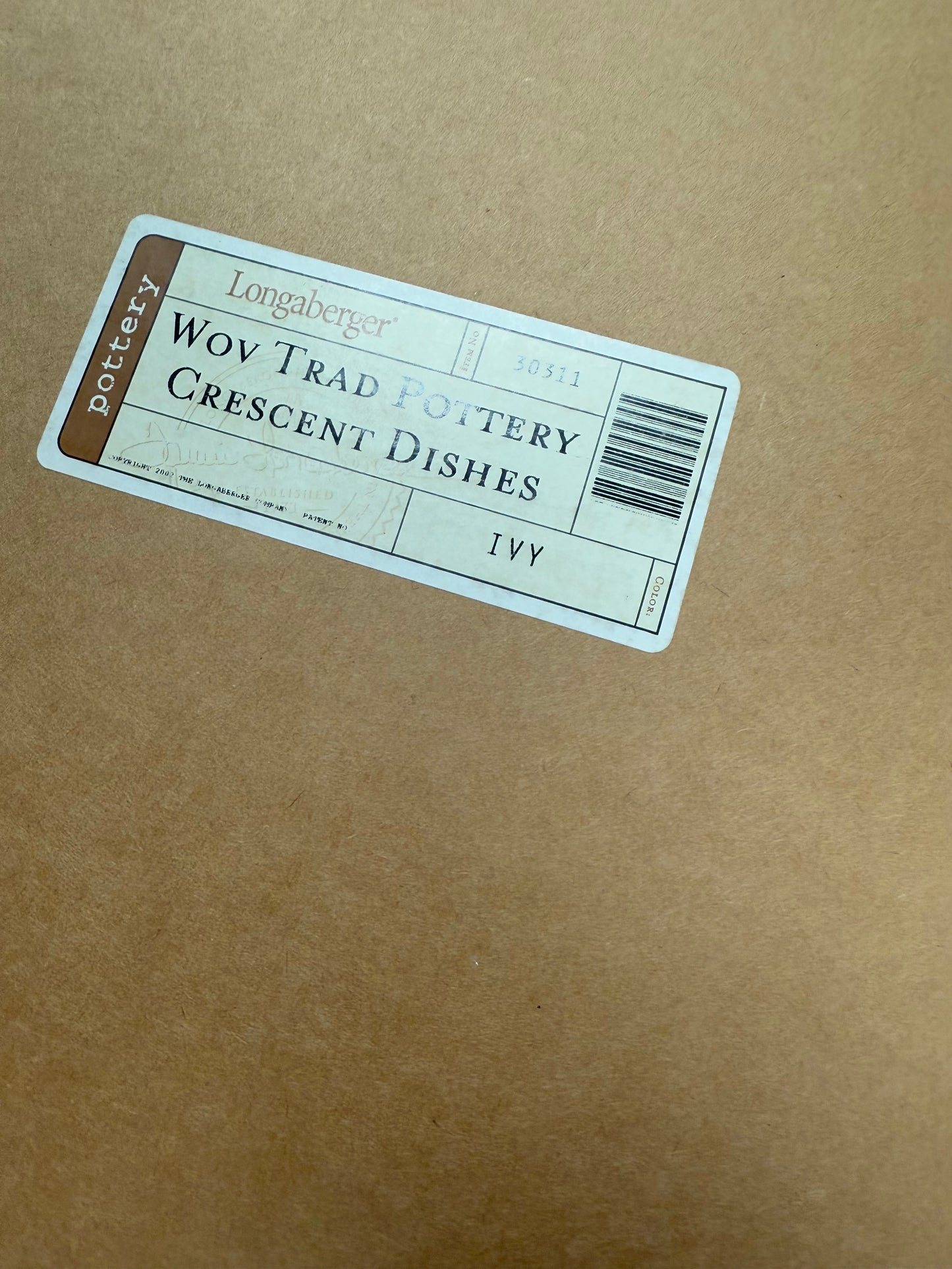 Longaberger set of 4 crescent dishes in ivy