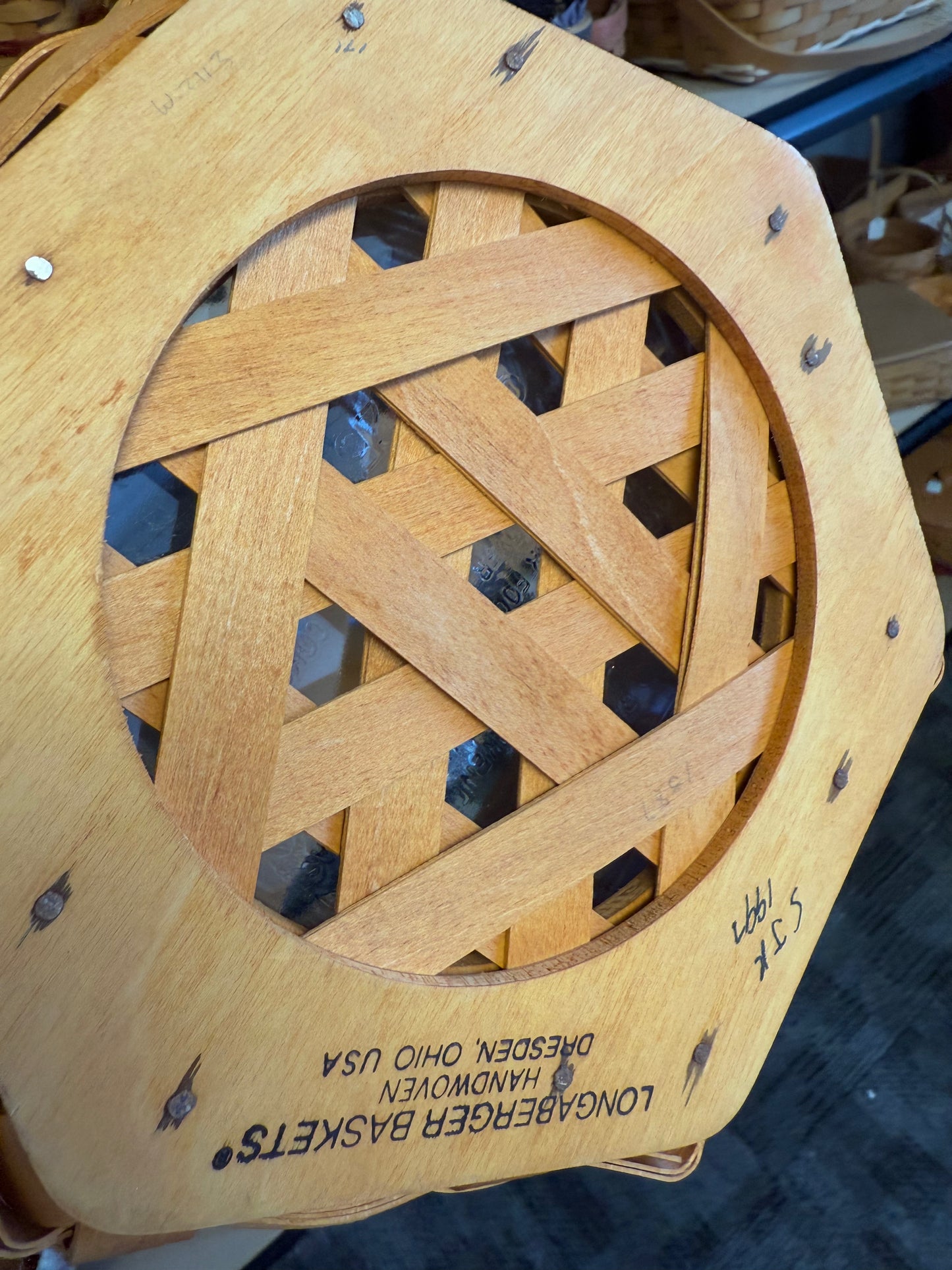 Longaberger 1997 snowflake basket with protector