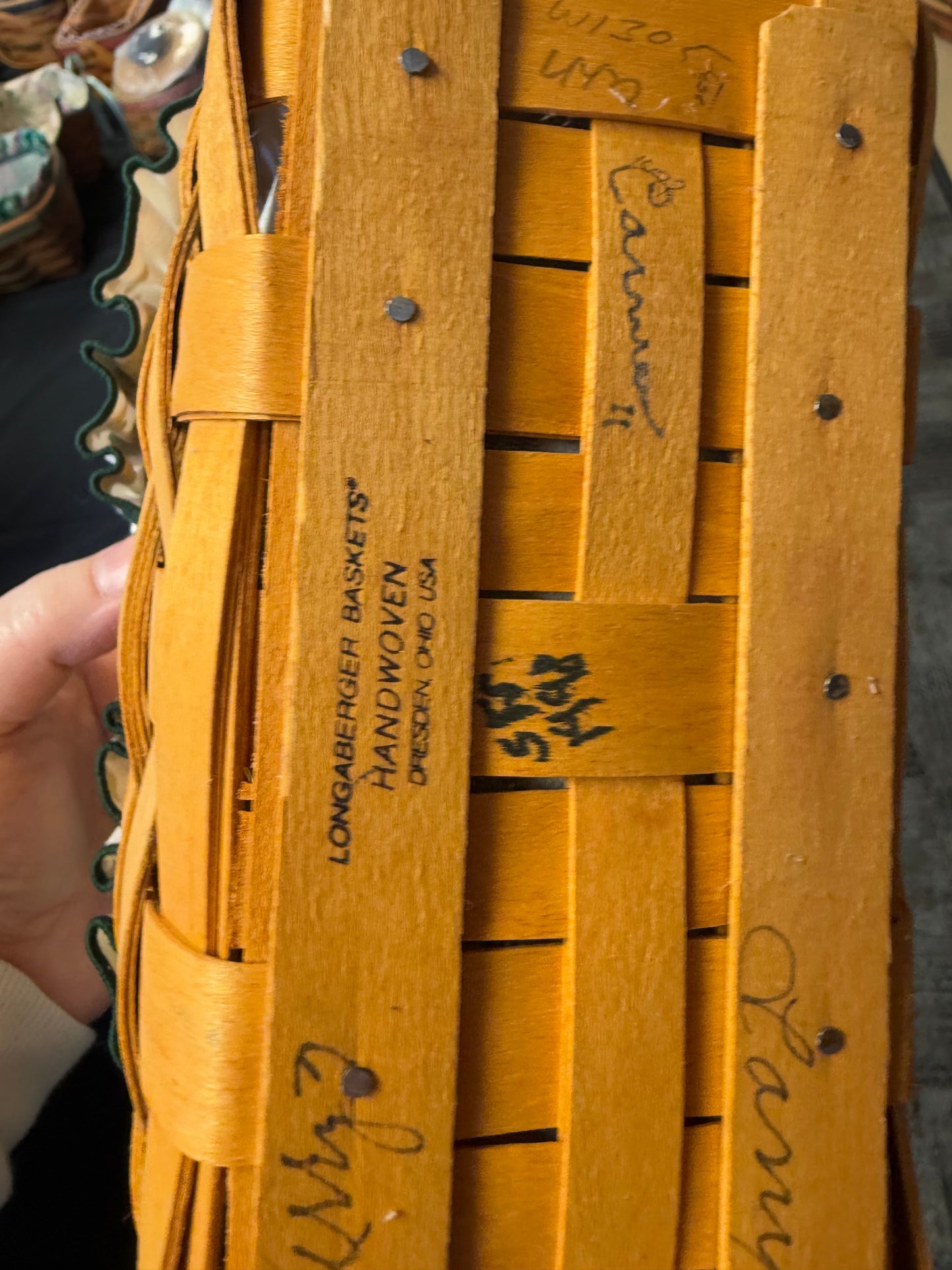 Longaberger 1999 Dresden Tour basket with liner and protector