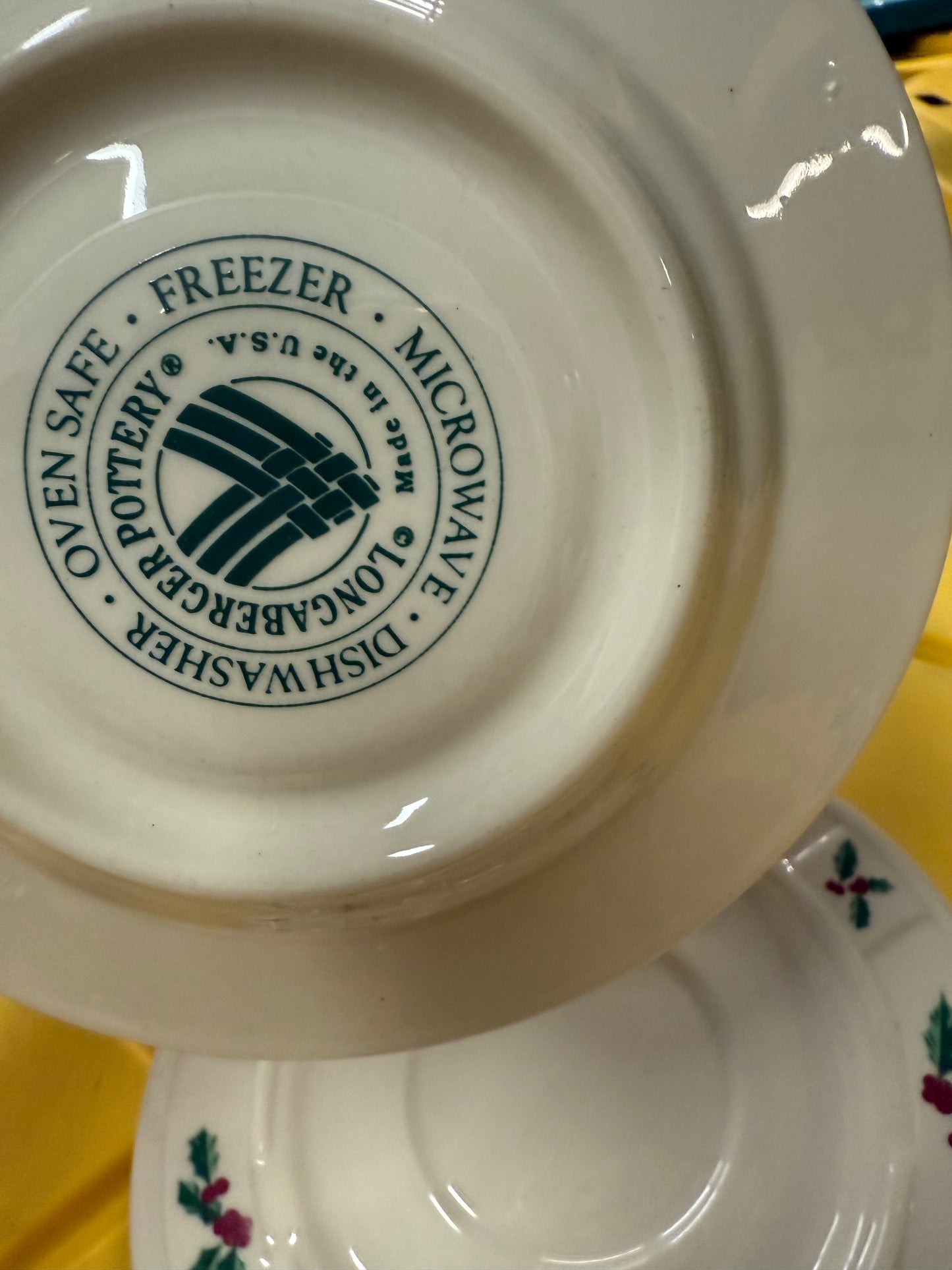 Longaberger holly tea cup saucer