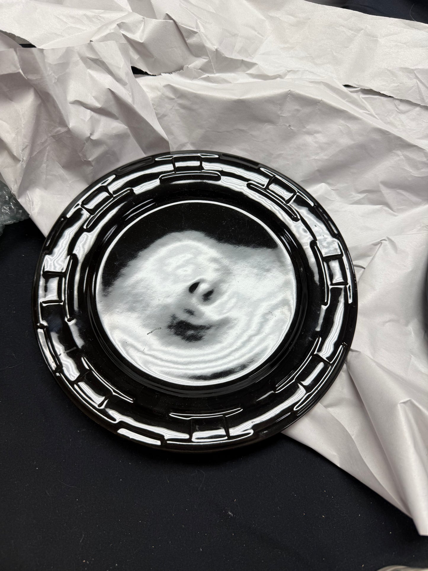 Longaberger ebony plate with scratch