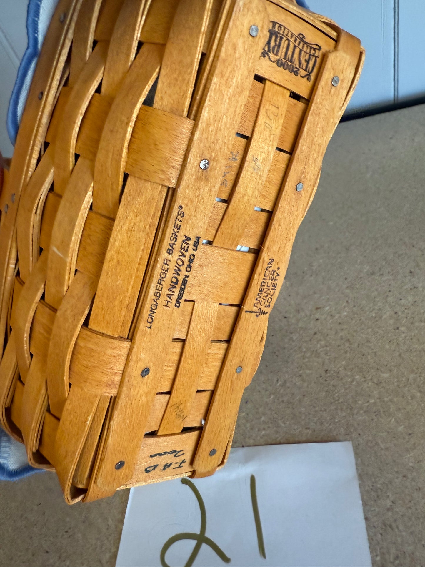 Longaberger 2000 horizon of hope with liner and protector