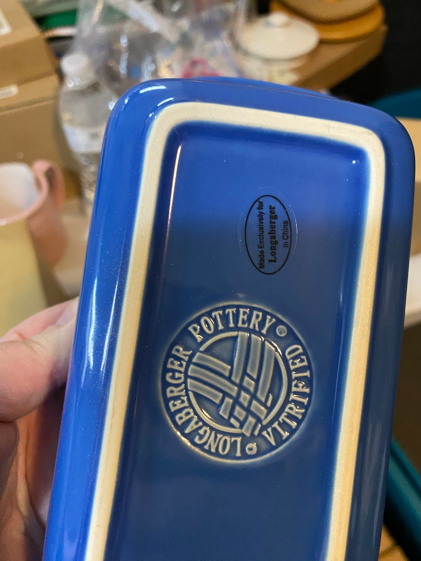 Longaberger small loaf pan in cornflower