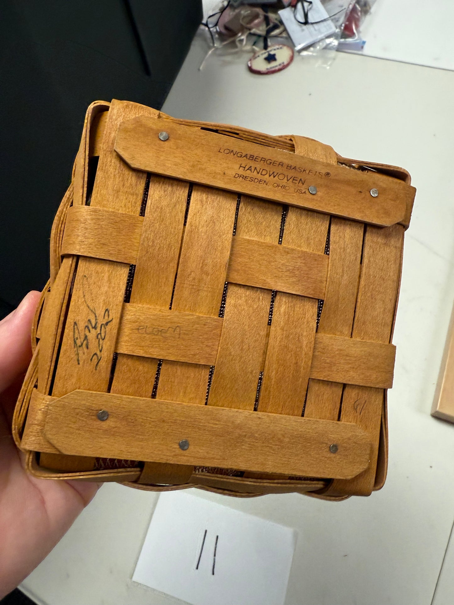 Longaberger tarragon basket with liner and protector