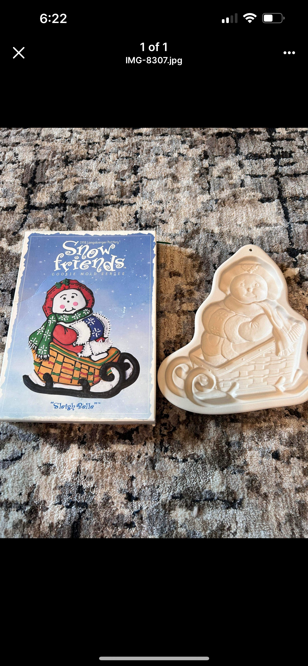 Longaberger Sleigh Belle Cookie Mold (may not be in box)