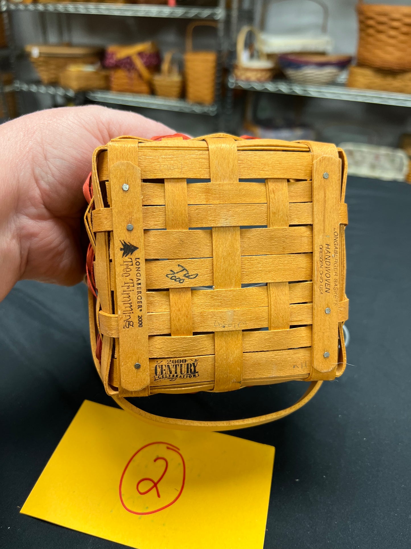 Longaberger tree trimmings let it snow basket red