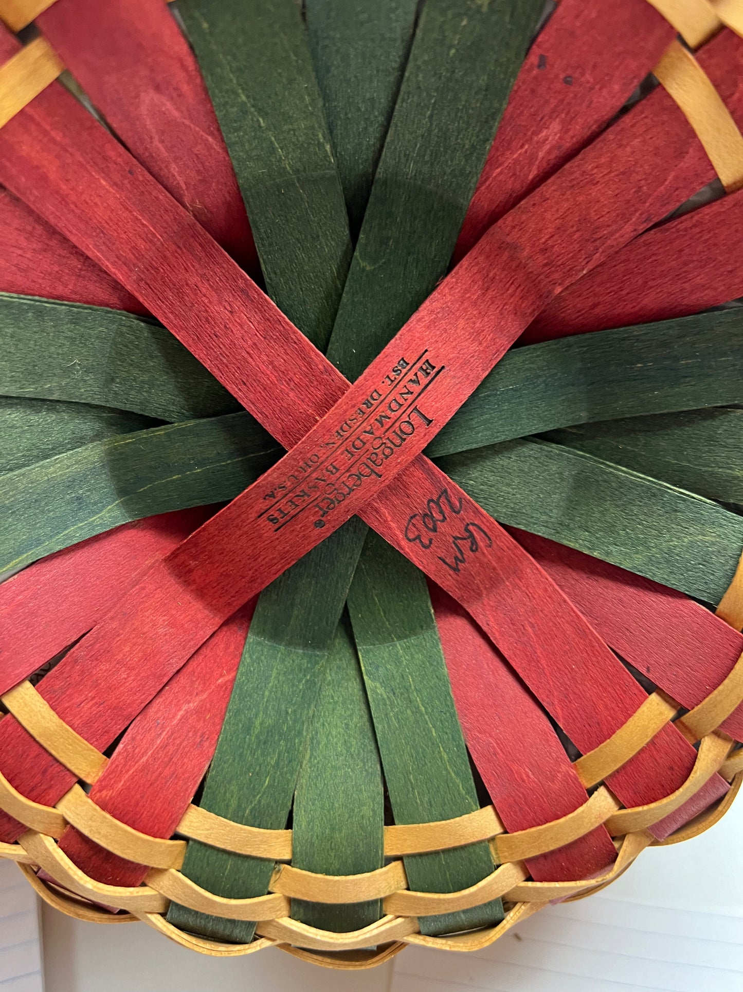 Longaberger caroling basket with protector,lid & lid cover