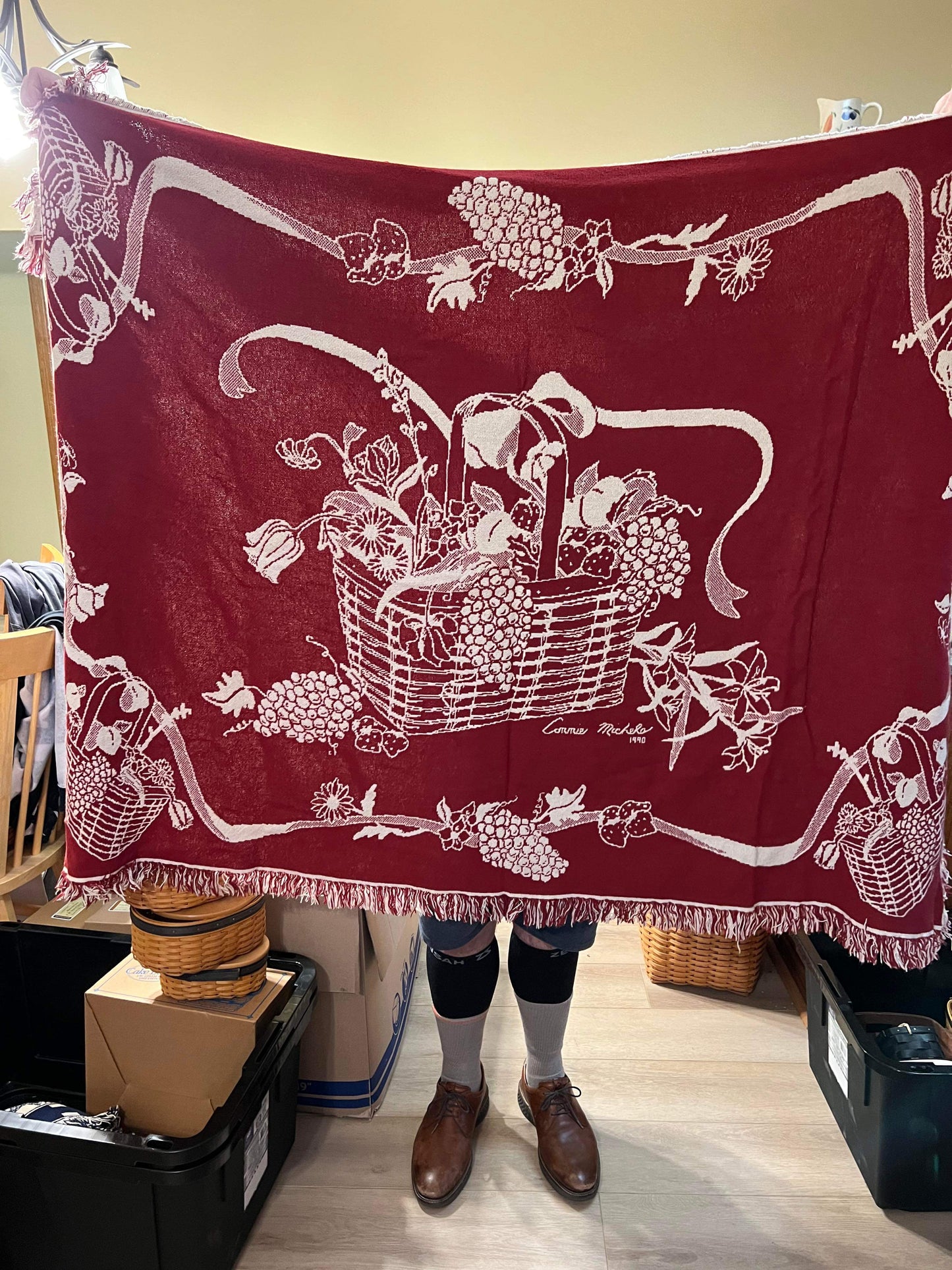 Longaberger red throw blanket
