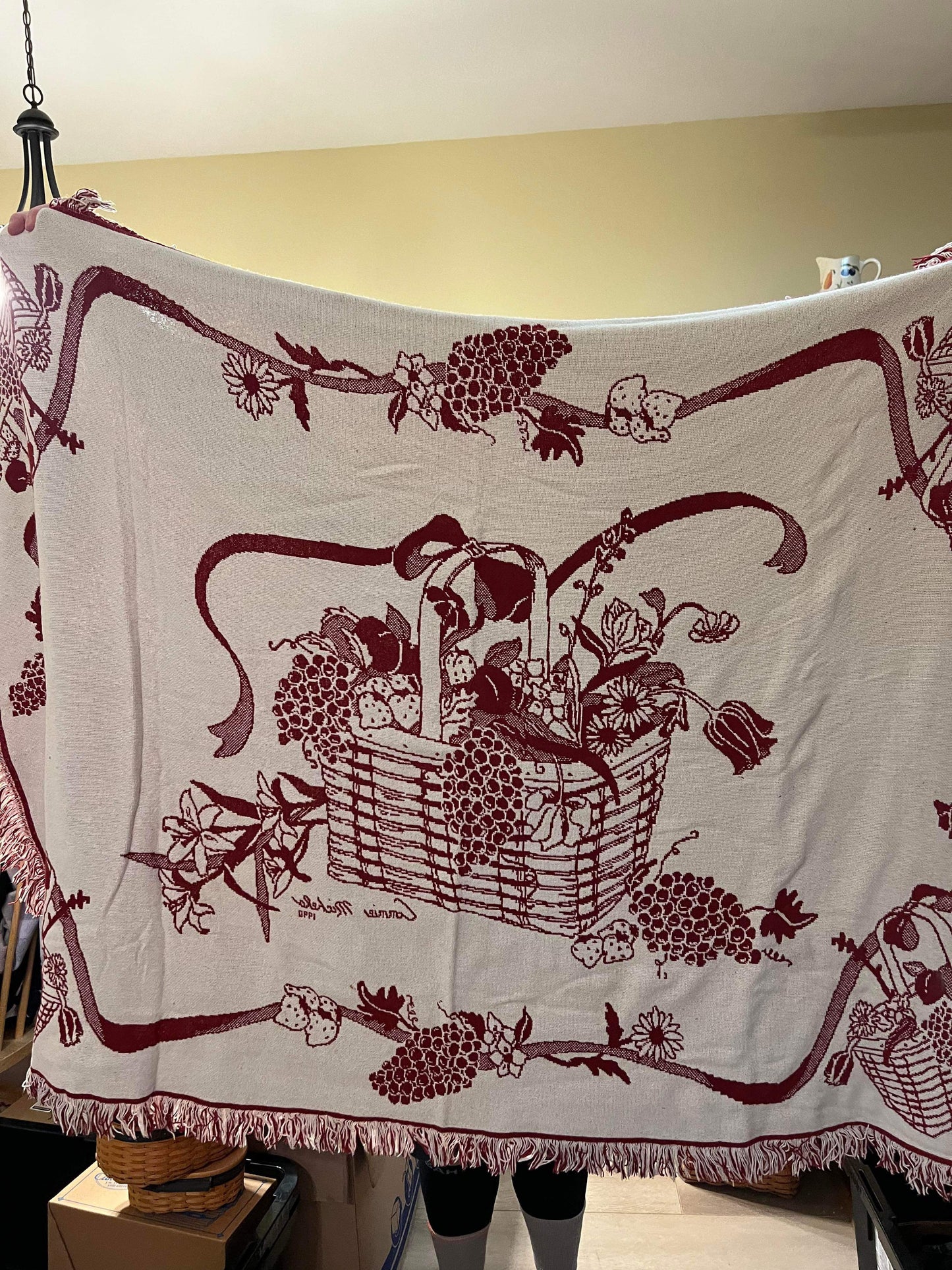 Longaberger red throw blanket