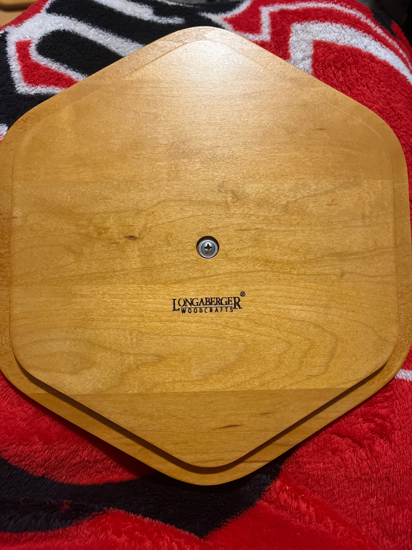 Longaberger Hexagon Basket Lid – 8” – Red Knob
