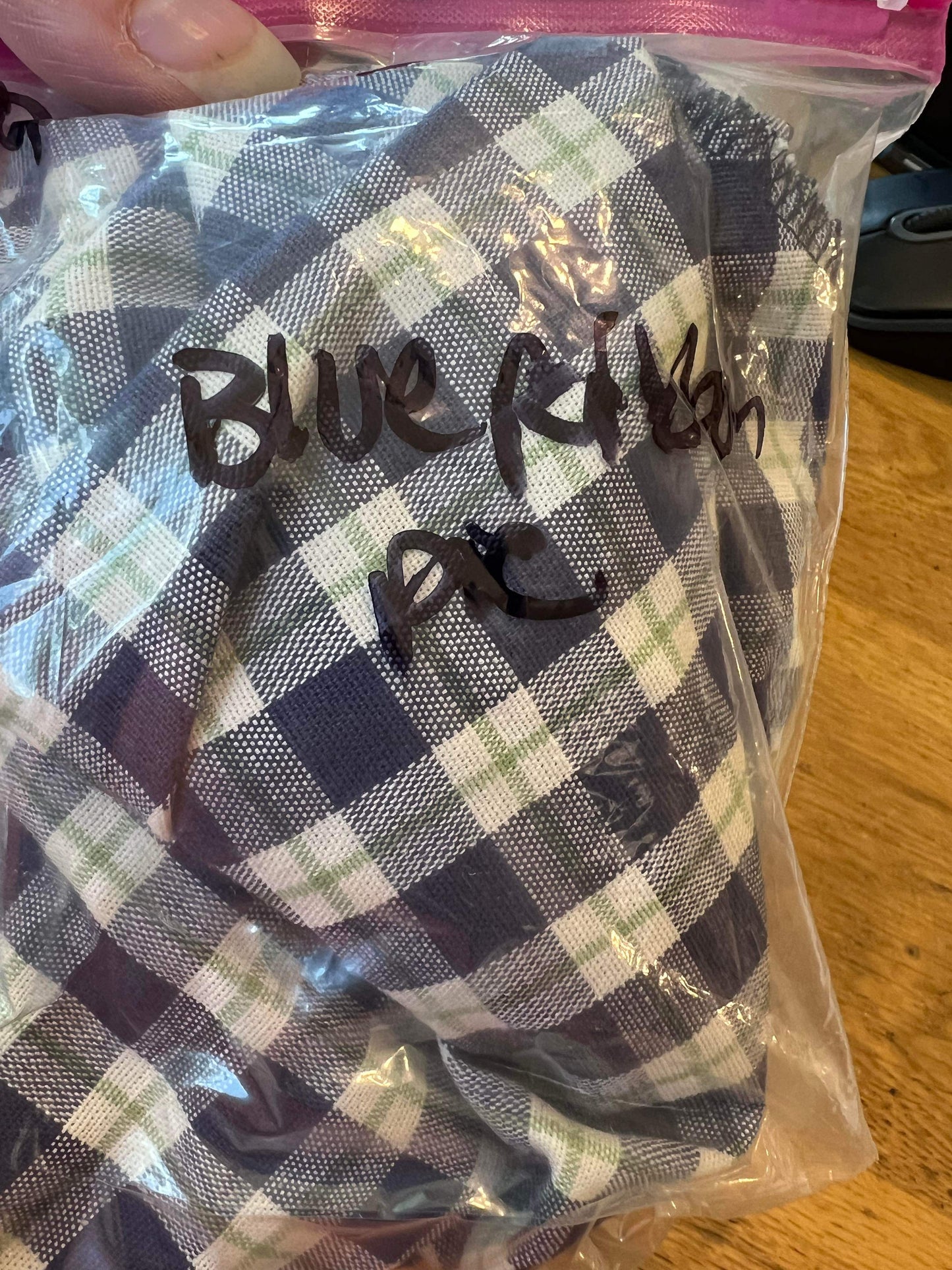 Longaberger blue ribbon Pie Liner in Blue ribbon plaid
