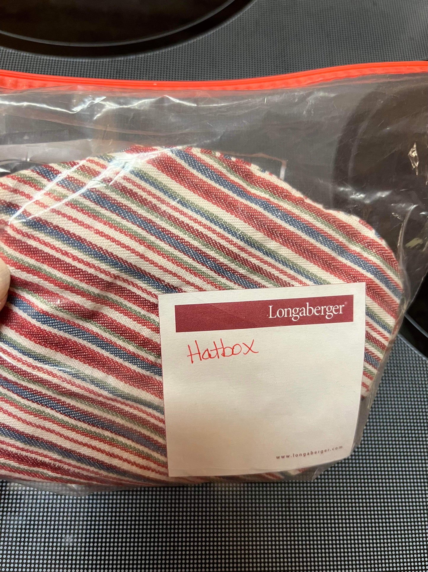 Longaberger Hatbox Liner in Market Stripe