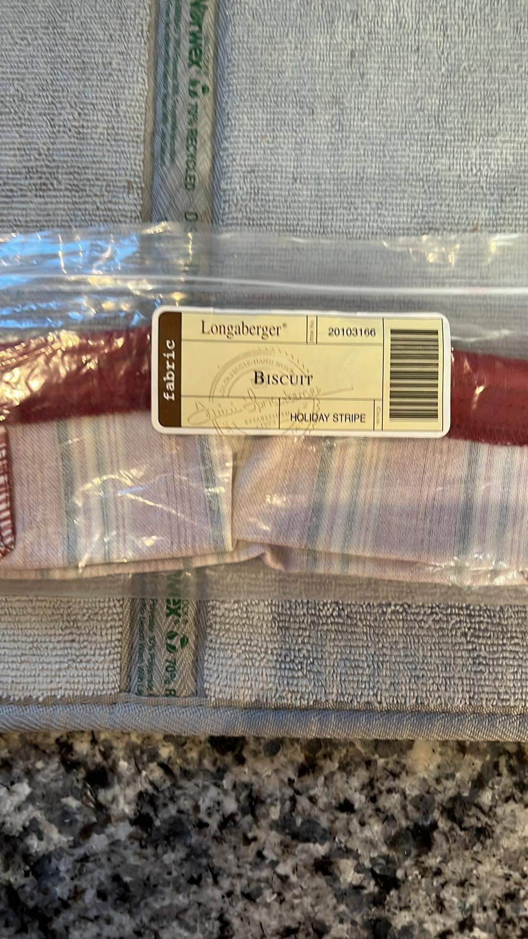 Longaberger Biscuit Liner in Holiday Stripe