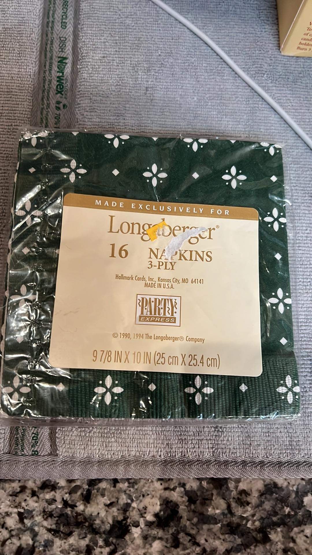 Longaberger Heritage Green Paper Napkins