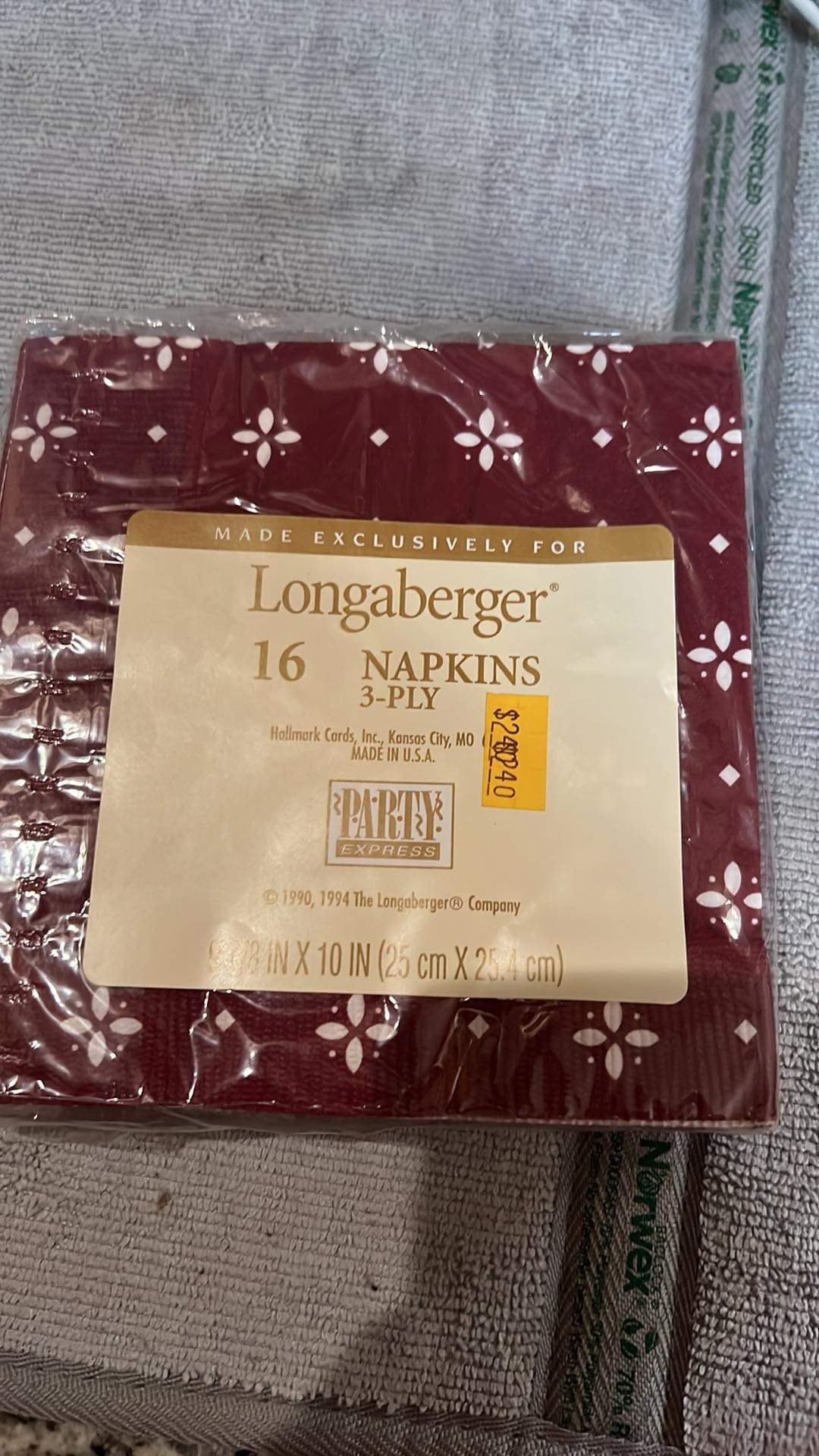 Longaberger Traditional Red Paper Napkins