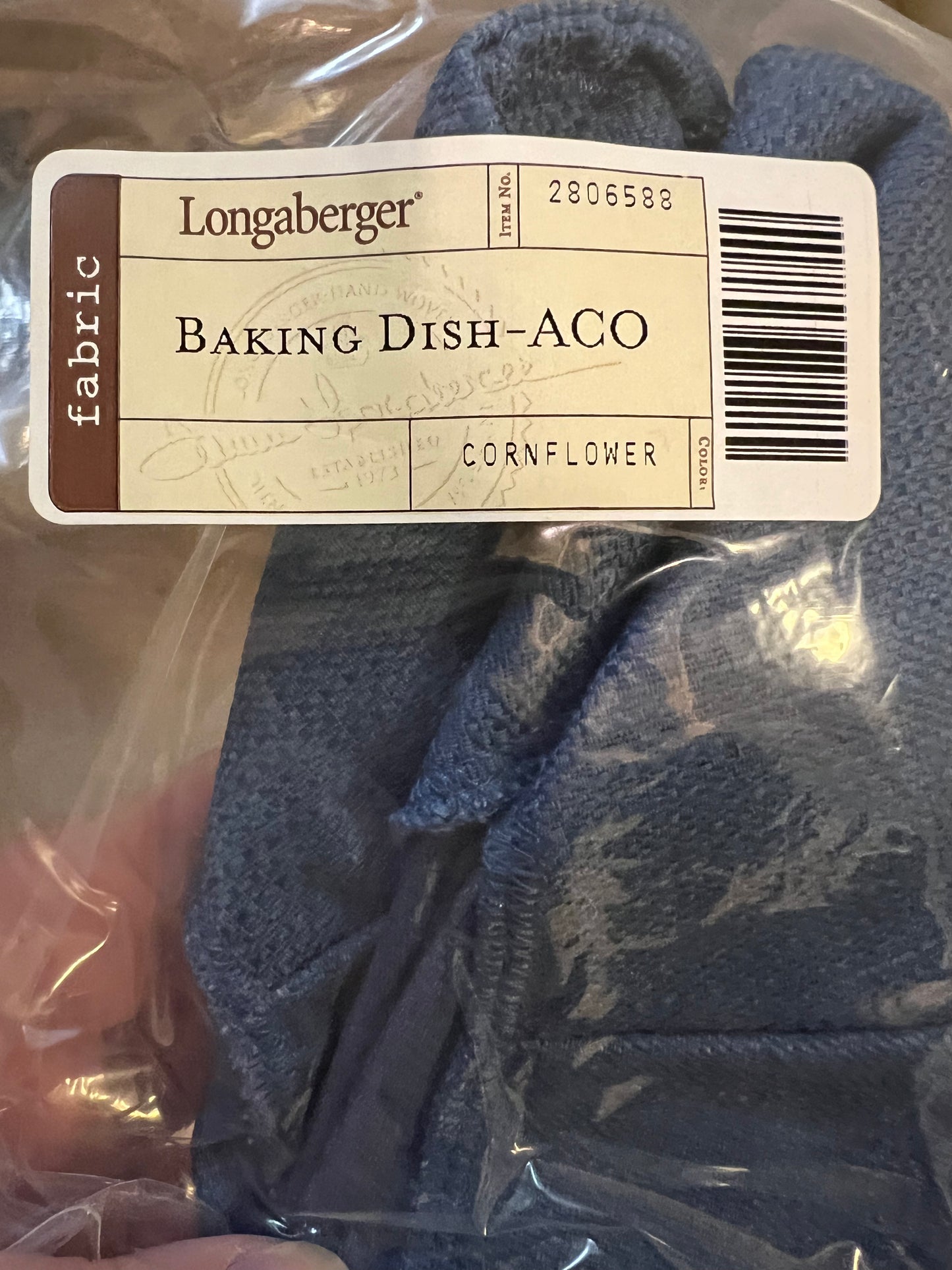 Longaberger baking dish ACO liner in cornflower