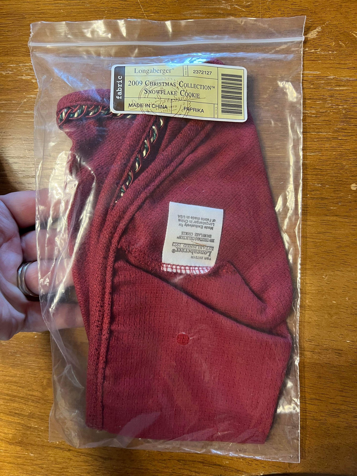 Longaberger 2009 Christmas Collection Snowflake Cookie Liner in Paprika