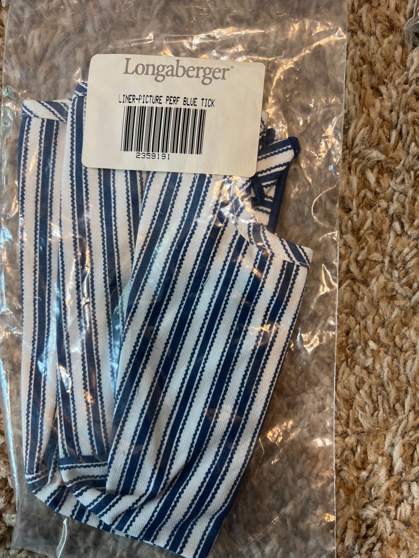 Longaberger Picture Perfect Liner in Blue Tick