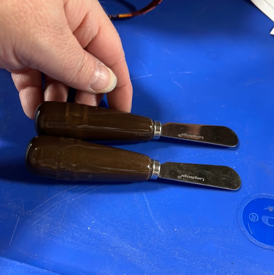 Longaberger spreader set in chocolate