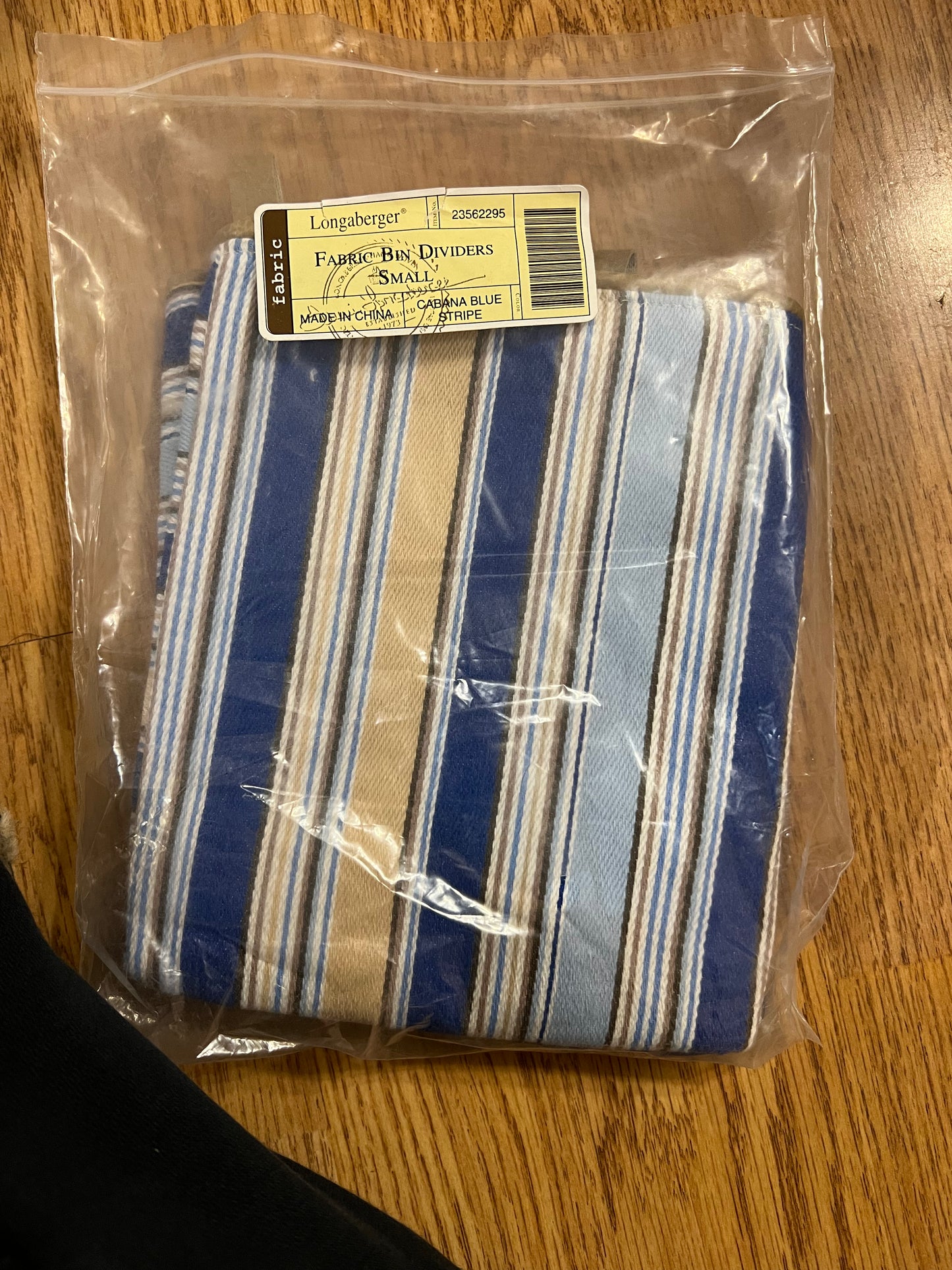 Longaberger Fabric Bin Dividers Size Small Liner in Cabana Blue Stripe