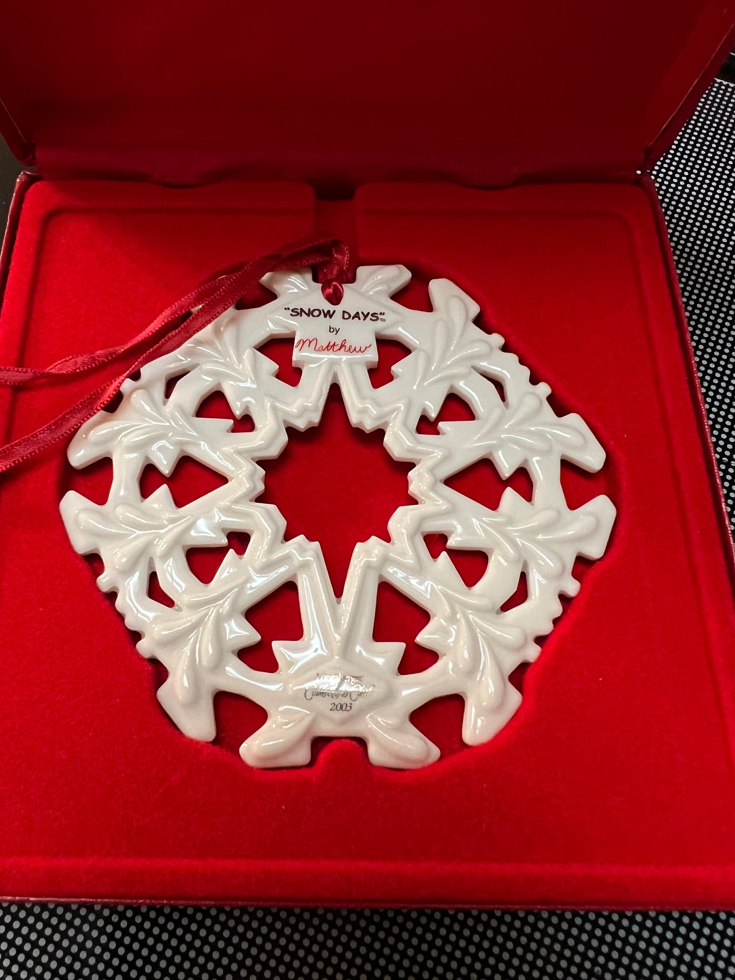 Longaberger snow days ornament Matthew