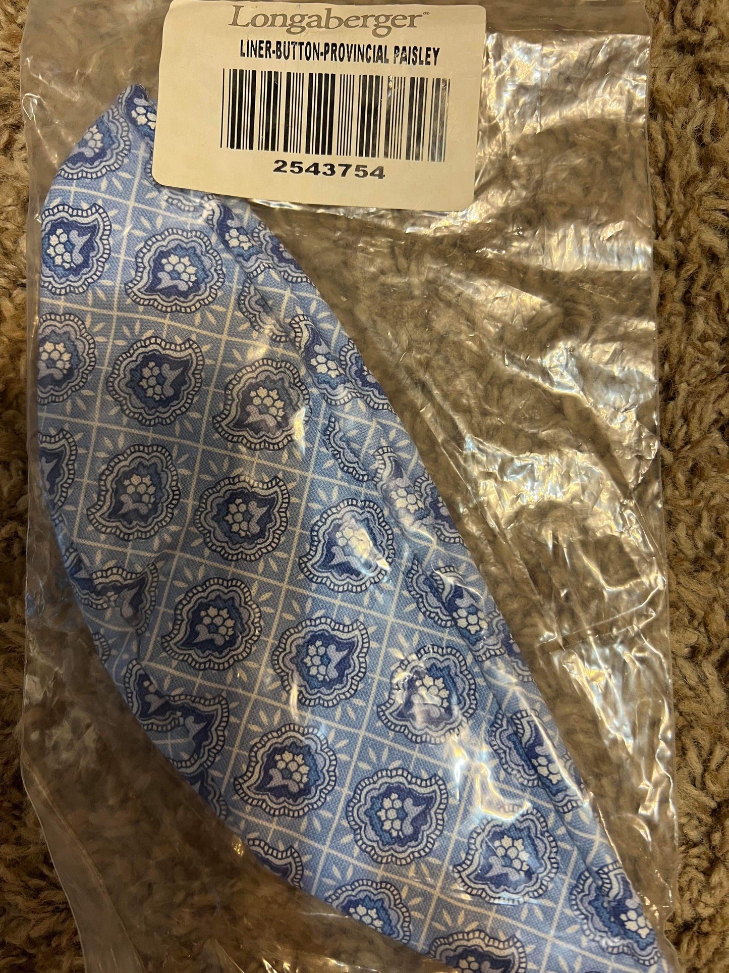 Longaberger Button Liner in Provincial Paisley