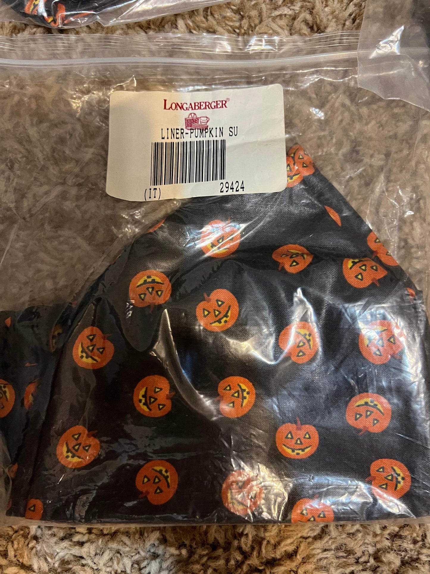 Longaberger Pumpkin Stand Up Liner in Jack-O’-Lantern/Pumpkin