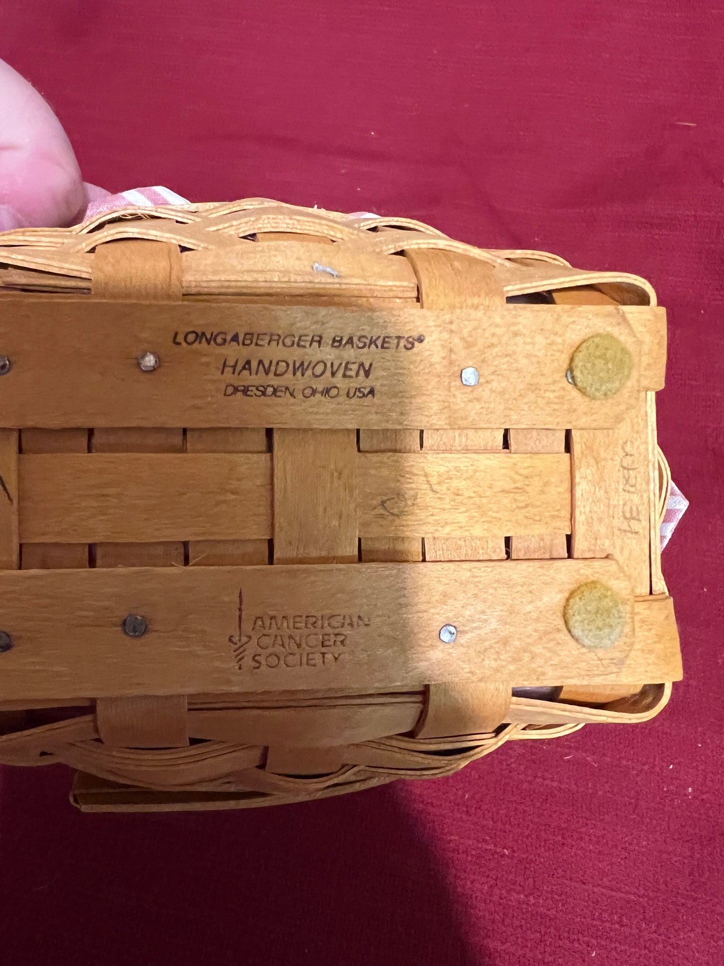 Longaberger 1999 horizon of hope basket with liner & protector