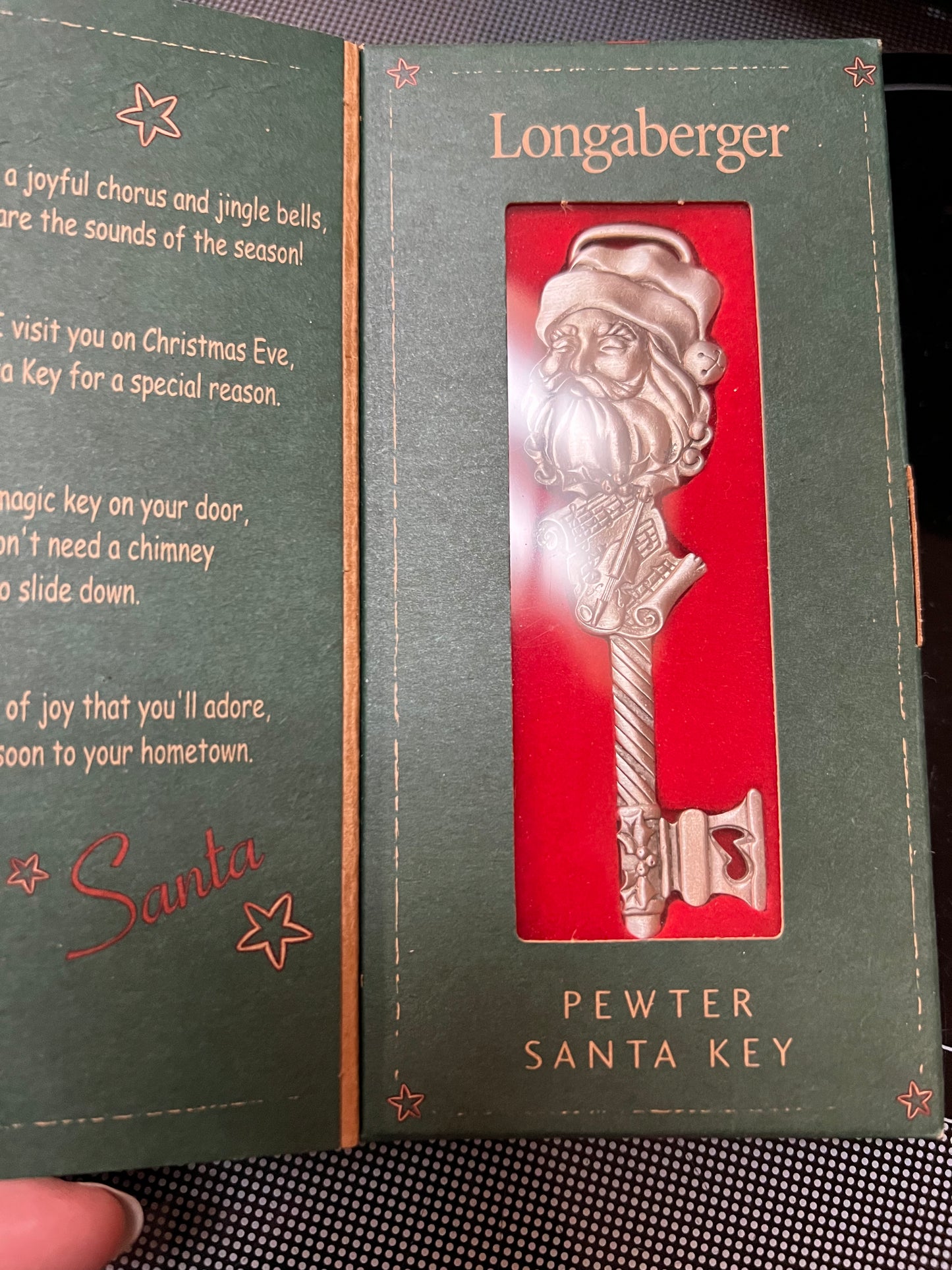 Longaberger 2003 pewter Santa key