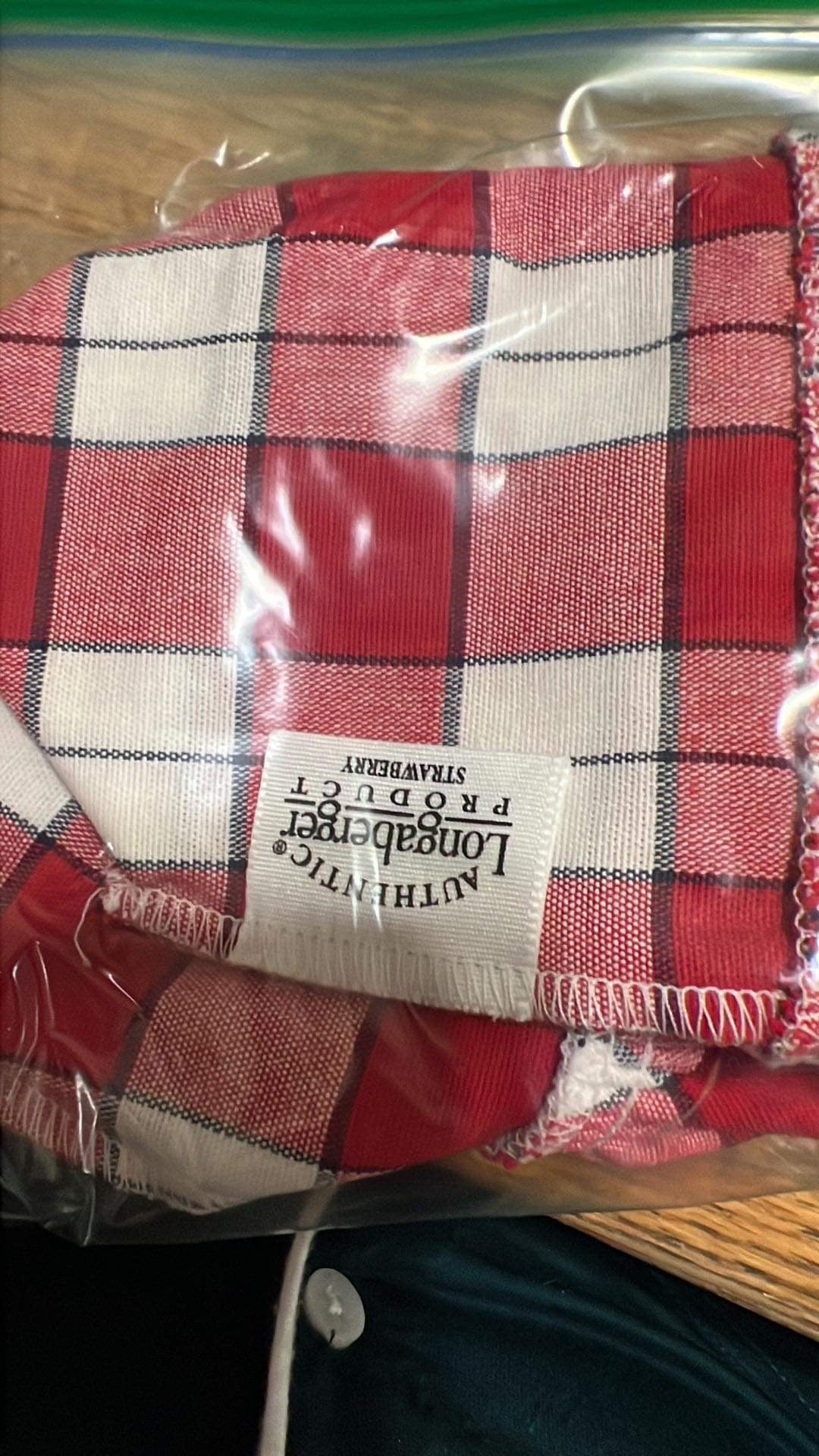 Longaberger Strawberry Liner in Picnic Plaid