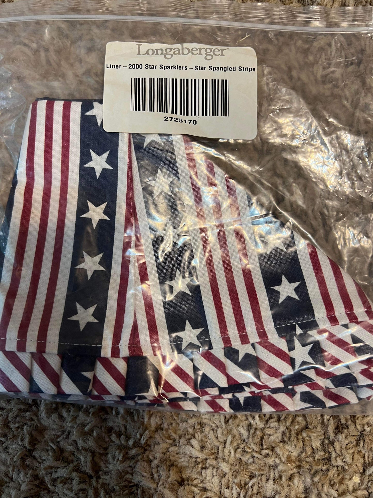 Longaberger 2000 Star Sparkler Liner in Star Spangled Stripe