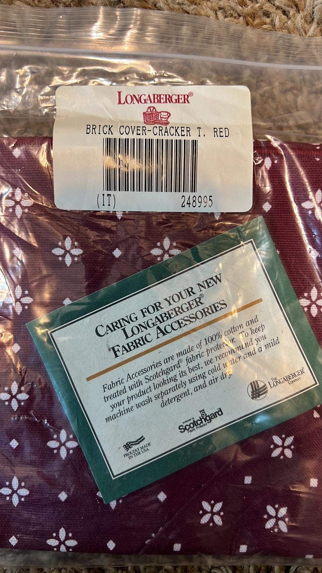 Longaberger Cracker Brick Cover in Traditional Red – Bonkers Baskets