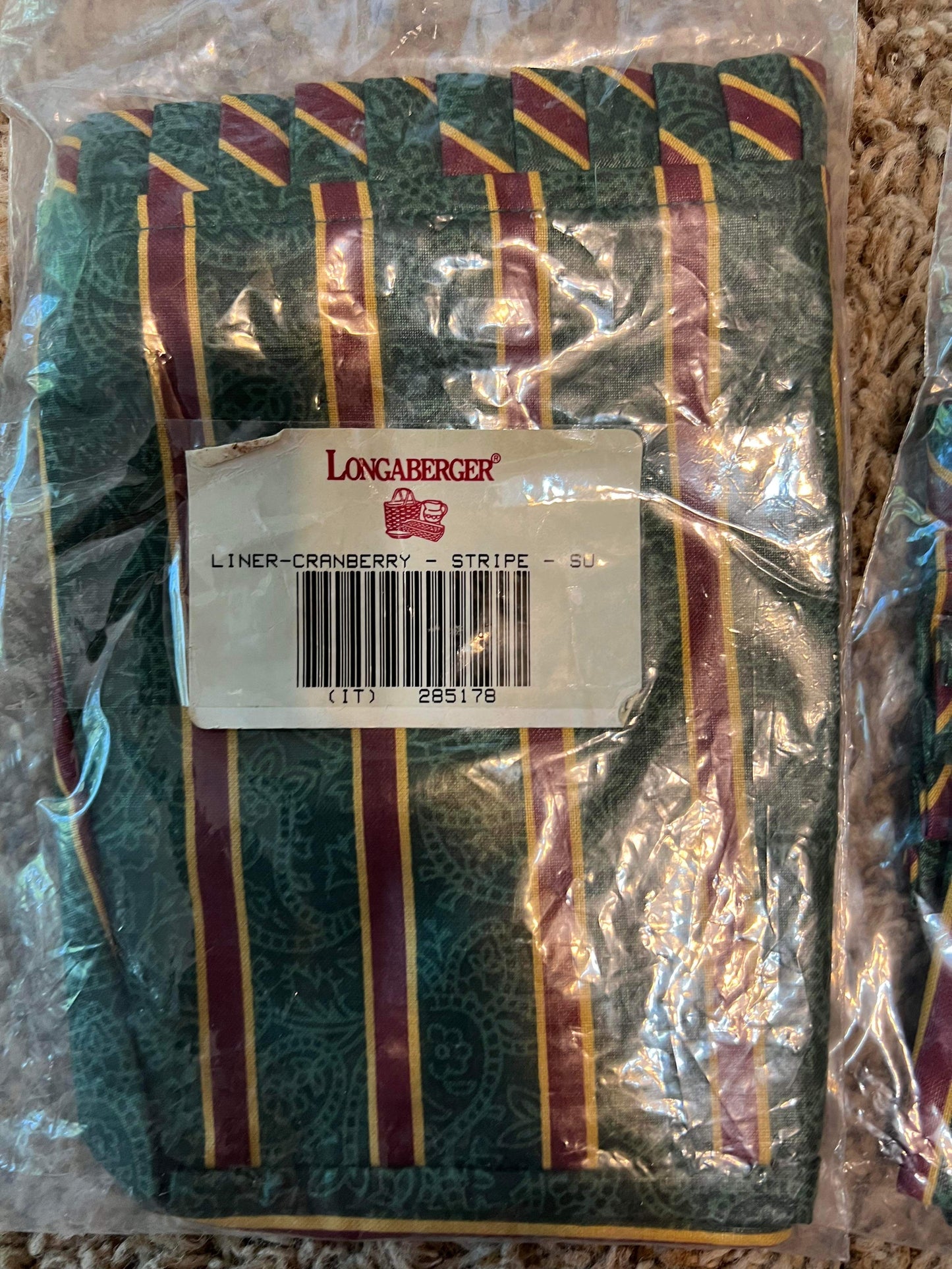 Longaberger Cranberry Stand Up Liner in Imperial Stripe