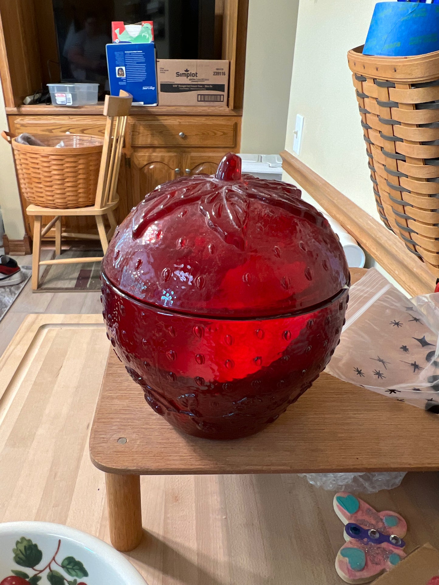 Longaberger collectors club strawberry jam jar