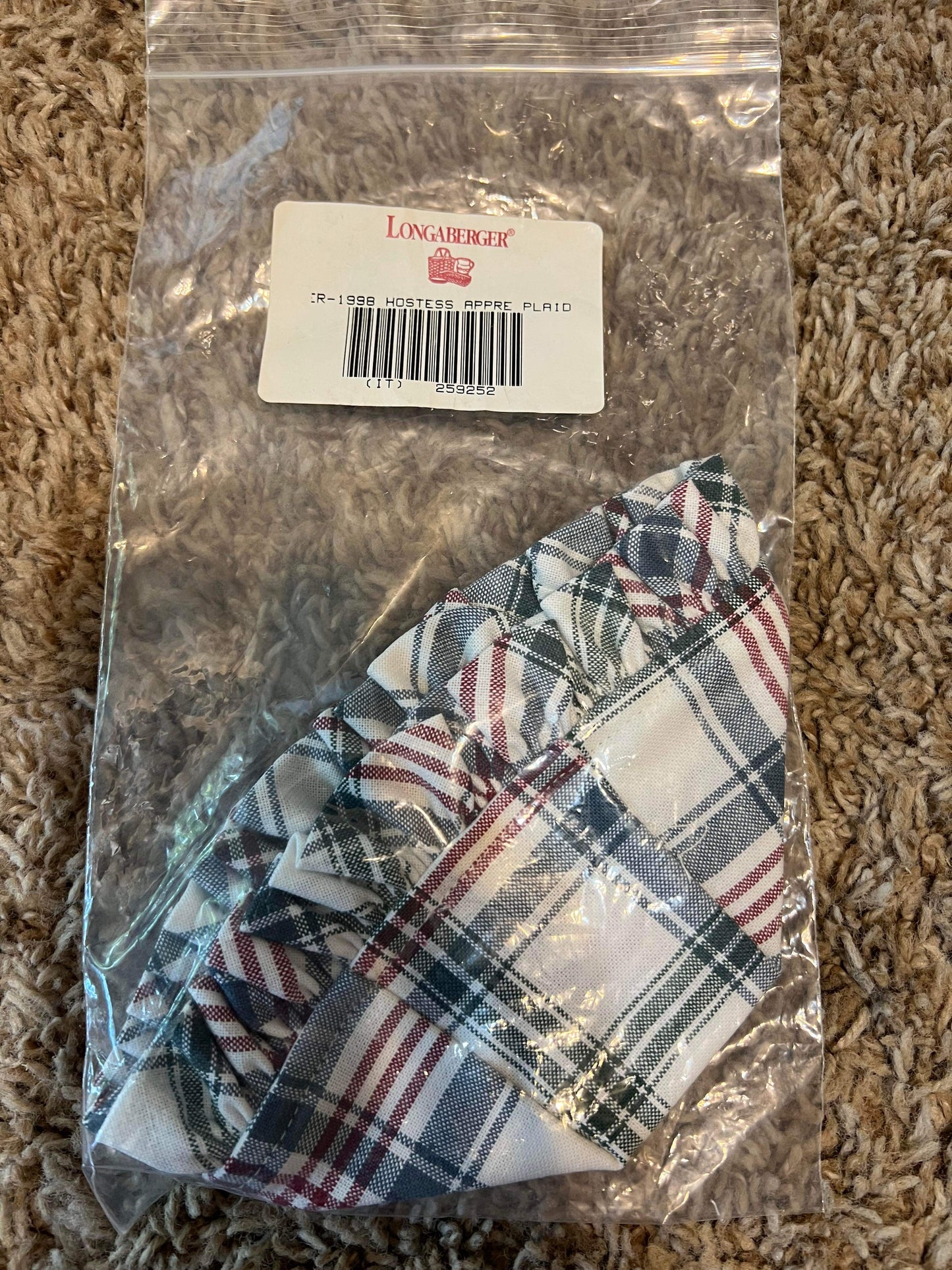 Longaberger 1998 Hostess Appreciation Liner in Market Day Plaid