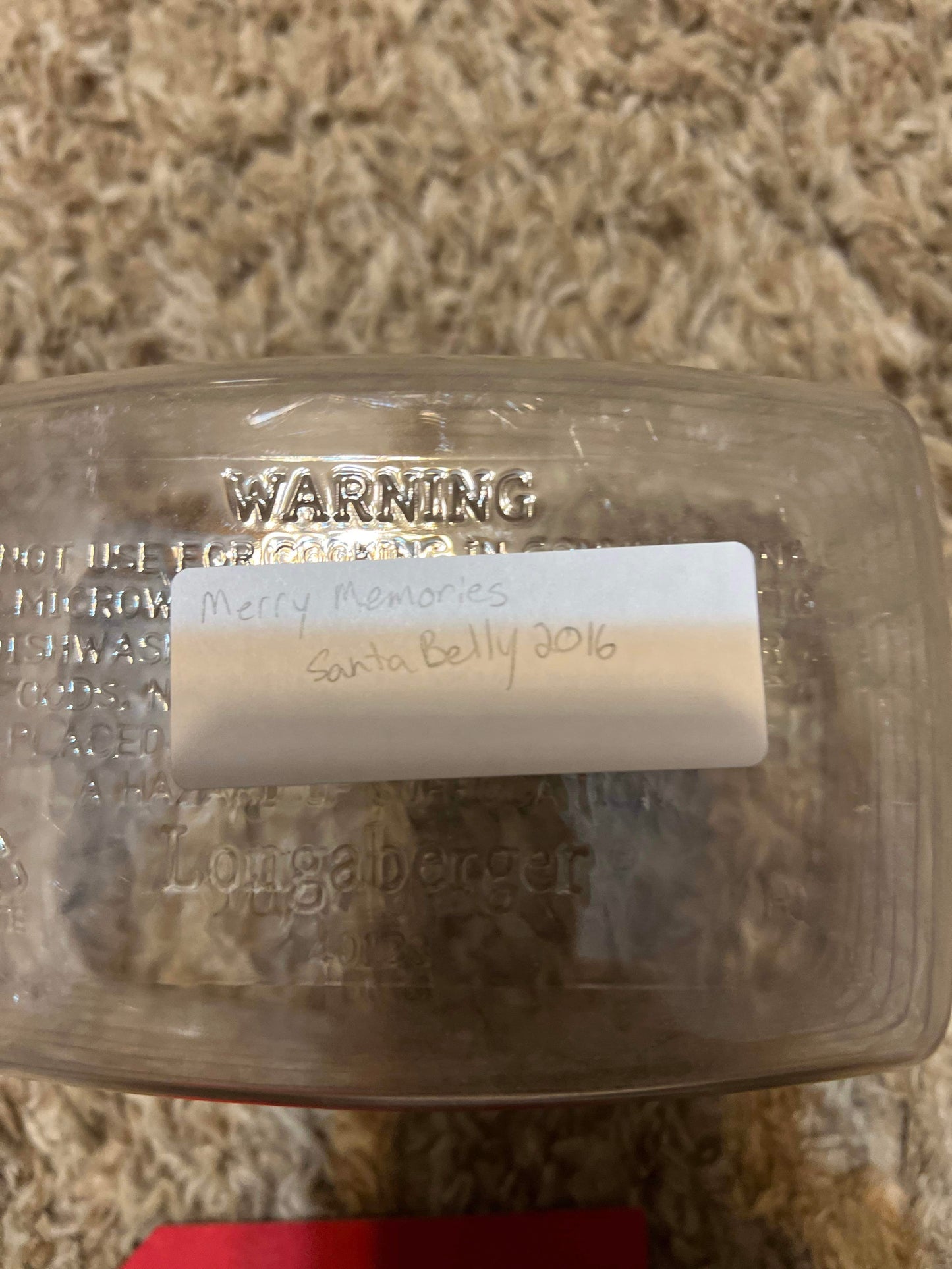 Longaberger Merry Memories or Santa Belly 2016 Protector