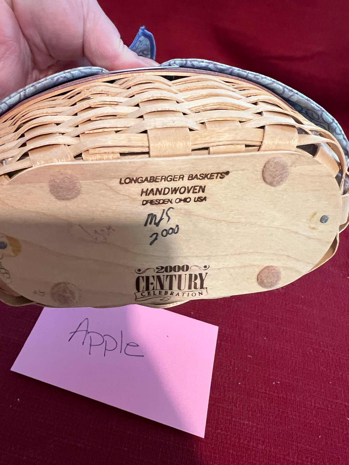 Longaberger cheers basket with liner, protector, lid & tie on