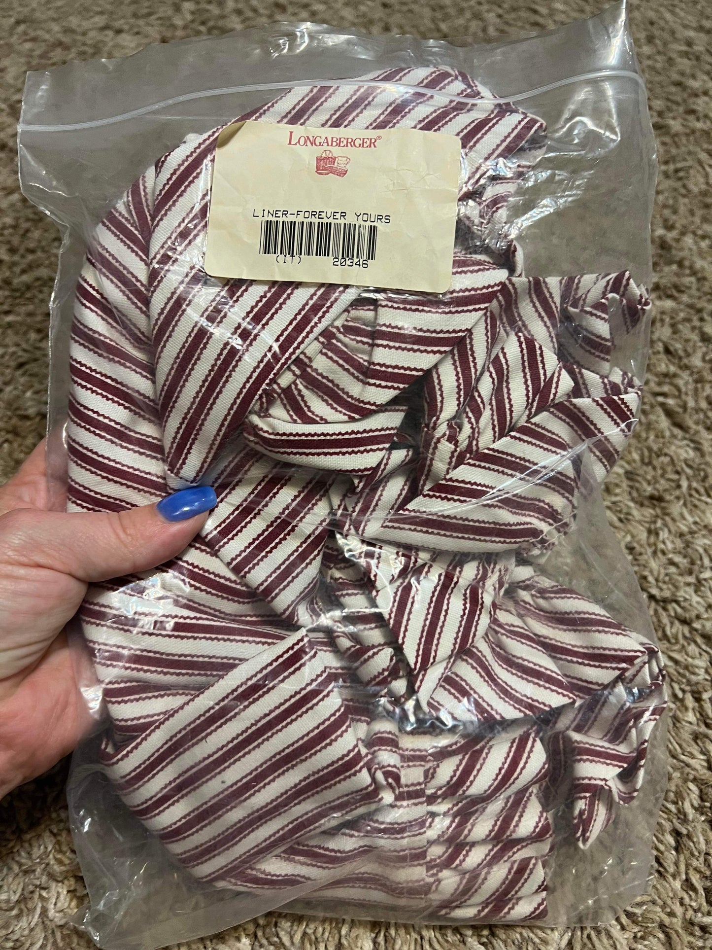 Longaberger Forever Yours Liner in Red Ticking