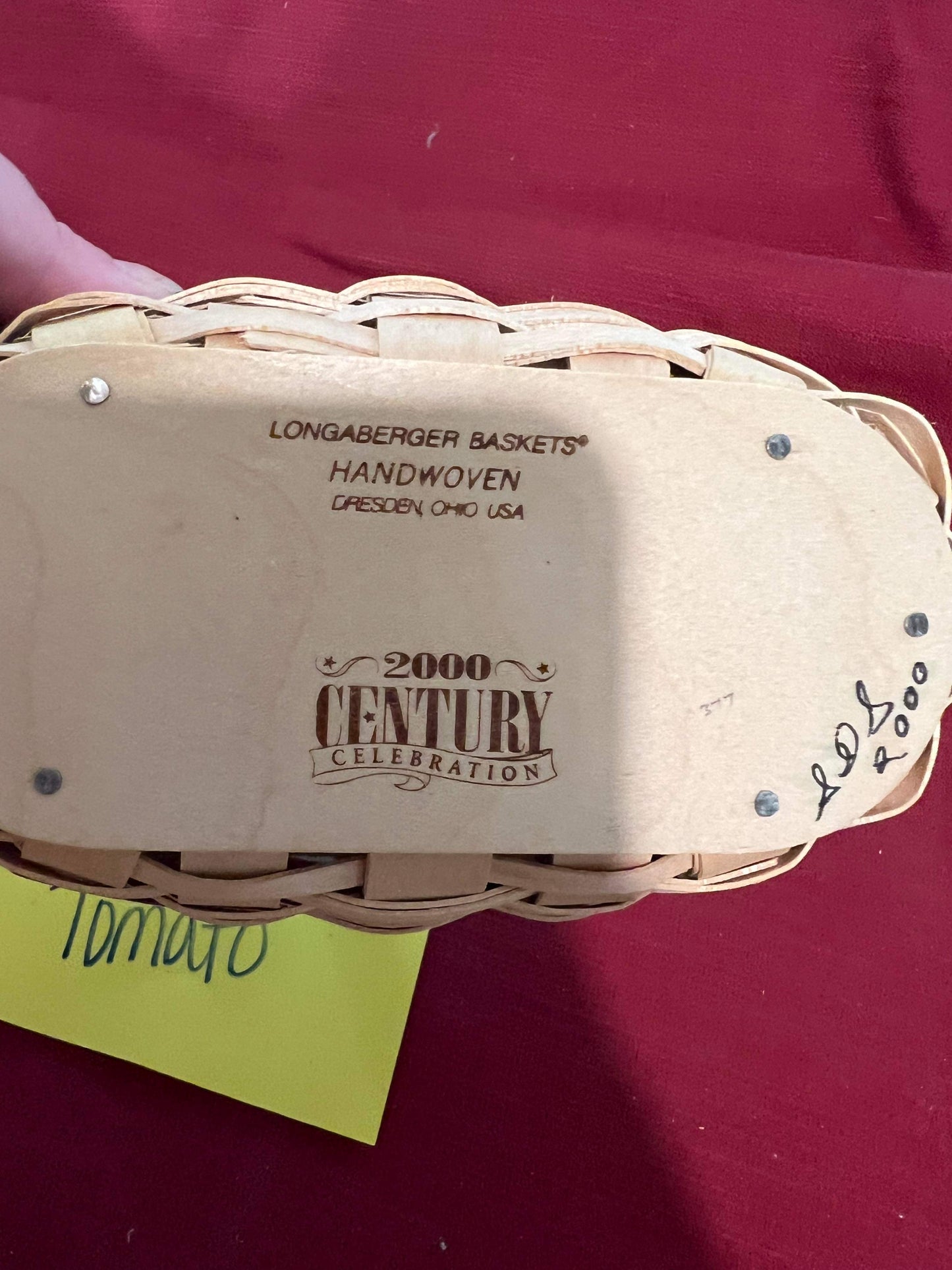 Longaberger 2000 Hostess Appreciation cheers Basket with liner & protector