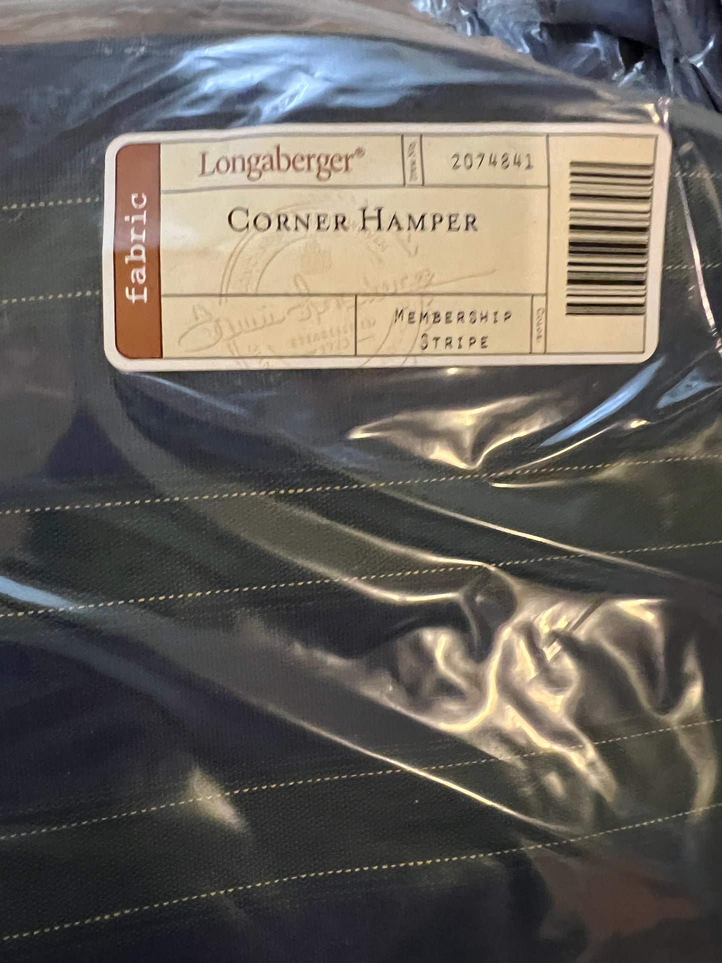 Longaberger corner hamper liner in membership stripe